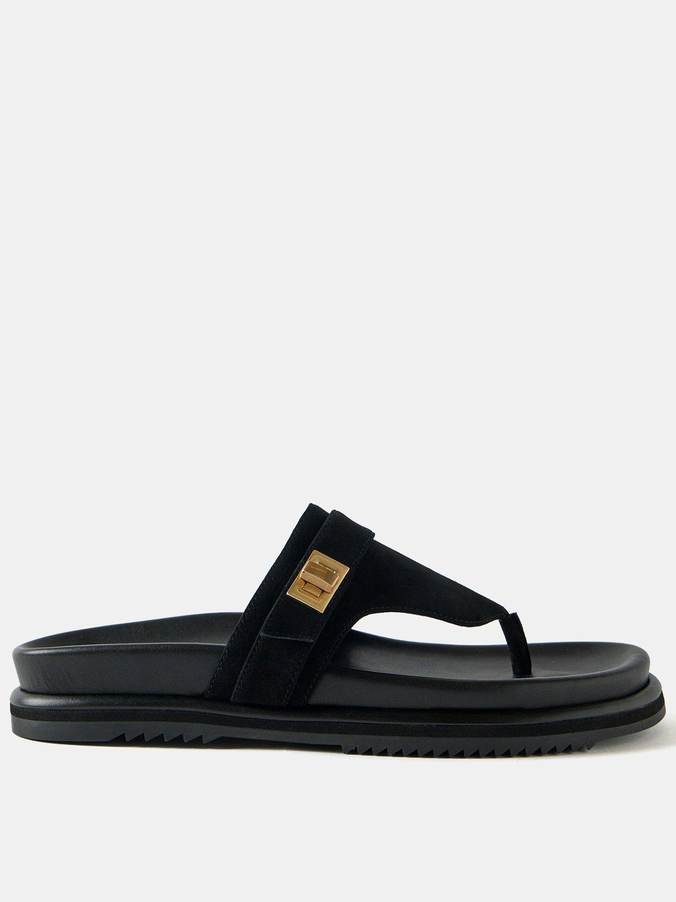  image of mint-velvet-suede-chunky-flip-flops-black