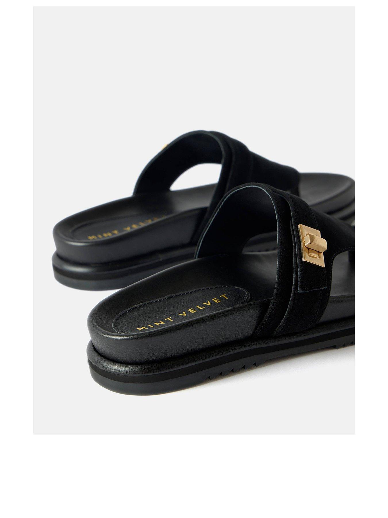  image of mint-velvet-suede-chunky-flip-flops-black