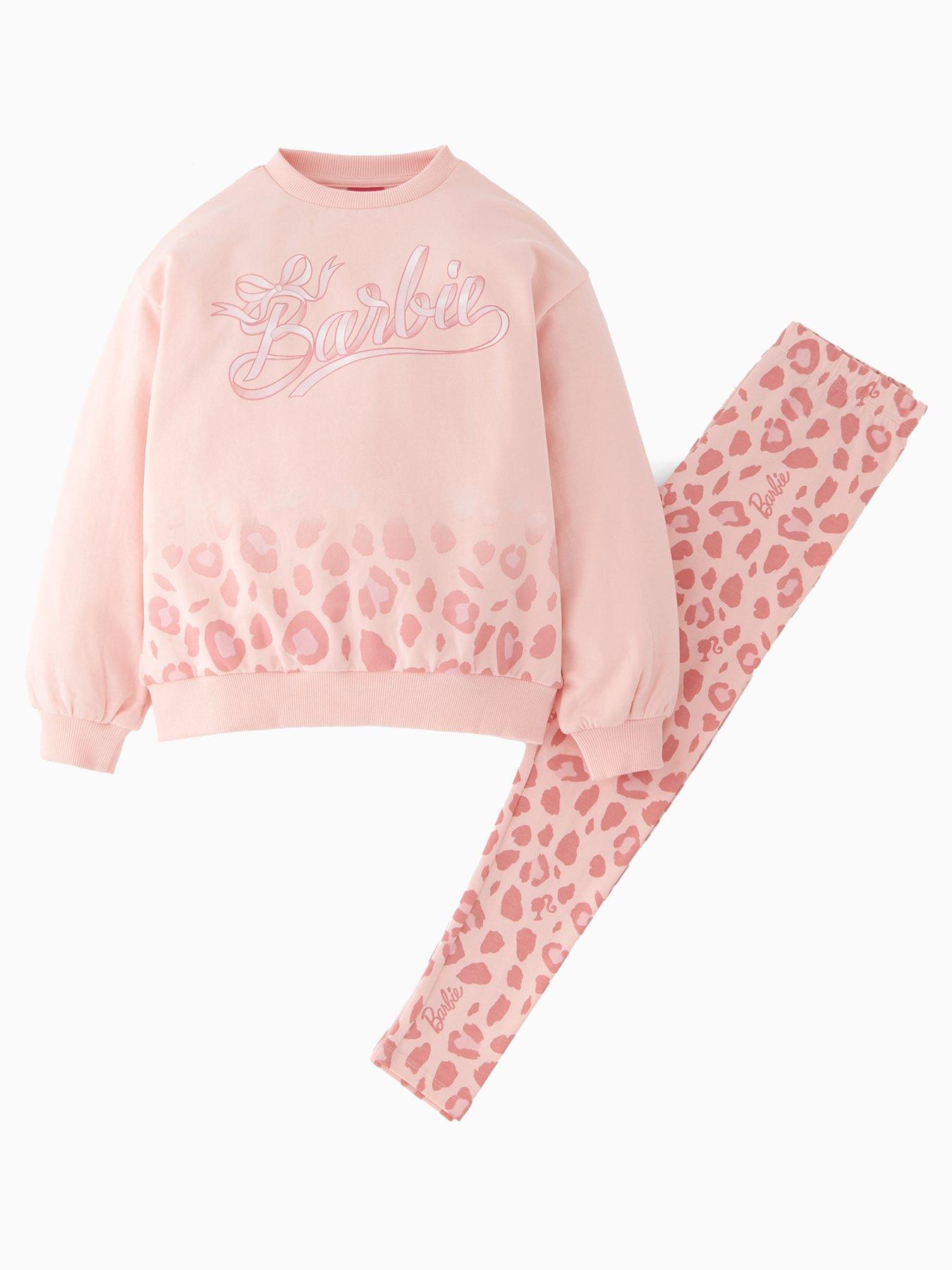 Barbie Sweatshirt And Leopard Legging Set - Pink