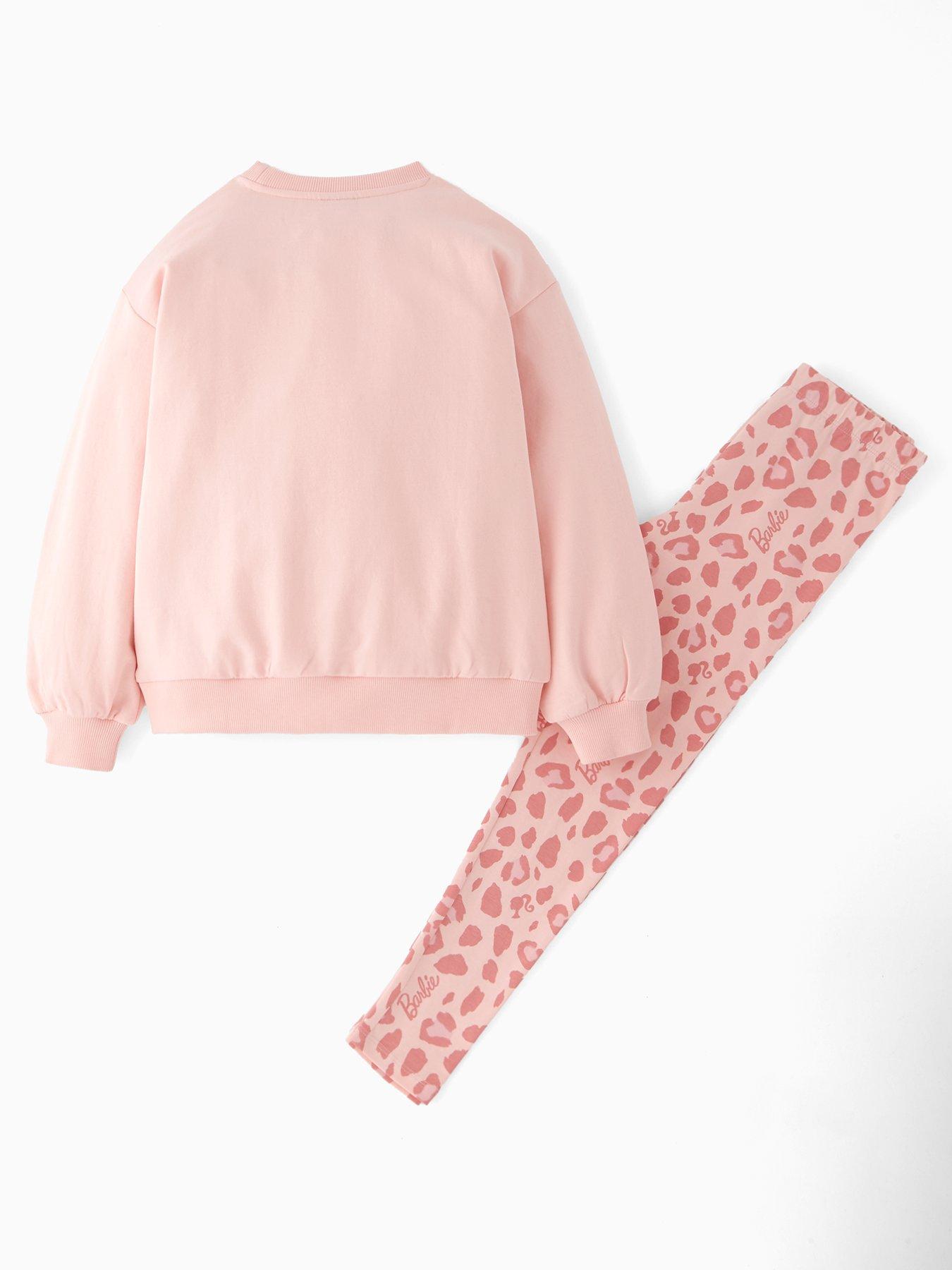 Image 2 of 4 of Barbie Sweatshirt And Leopard Legging Set - Pink