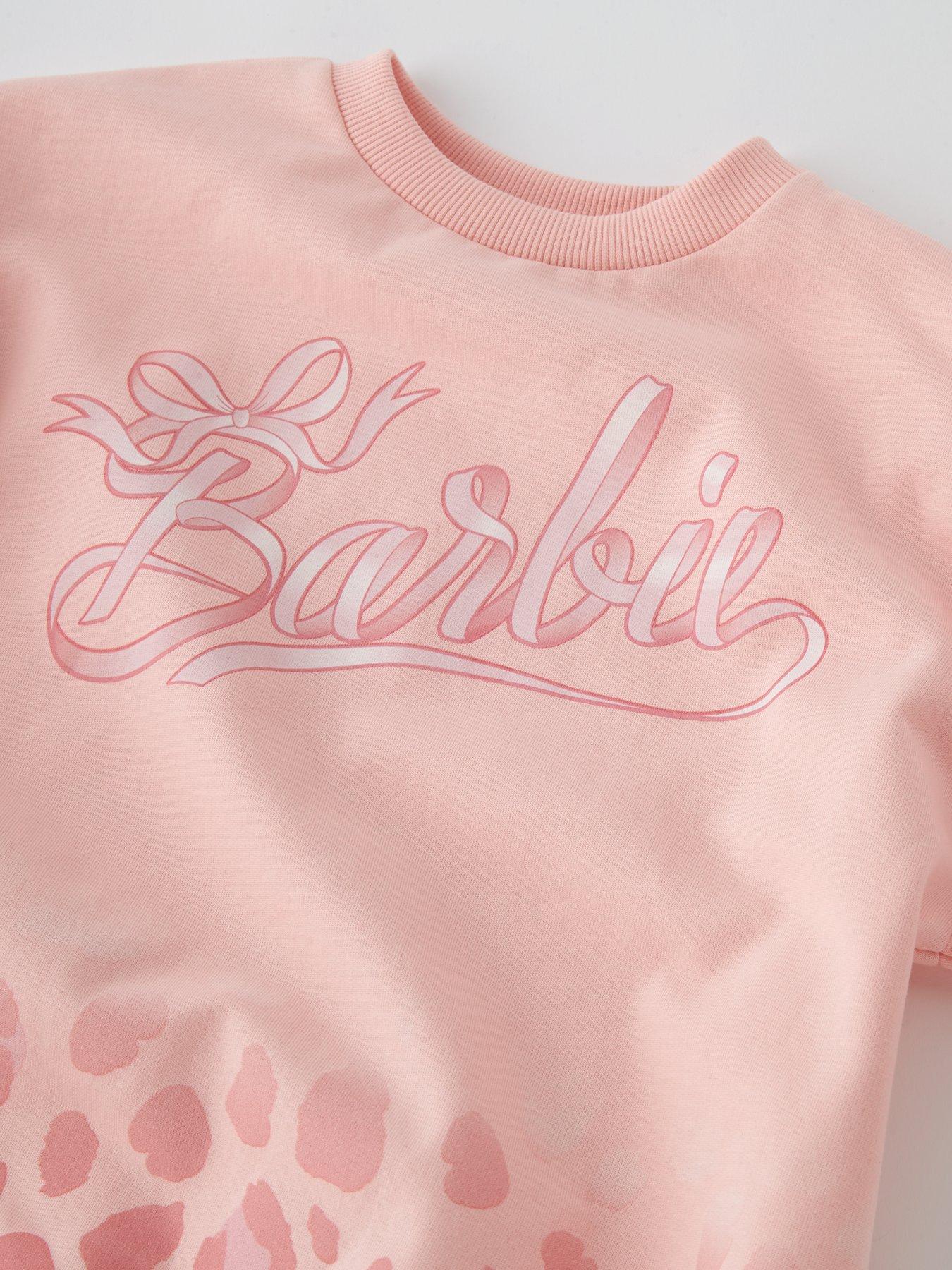 Image 3 of 4 of Barbie Sweatshirt And Leopard Legging Set - Pink