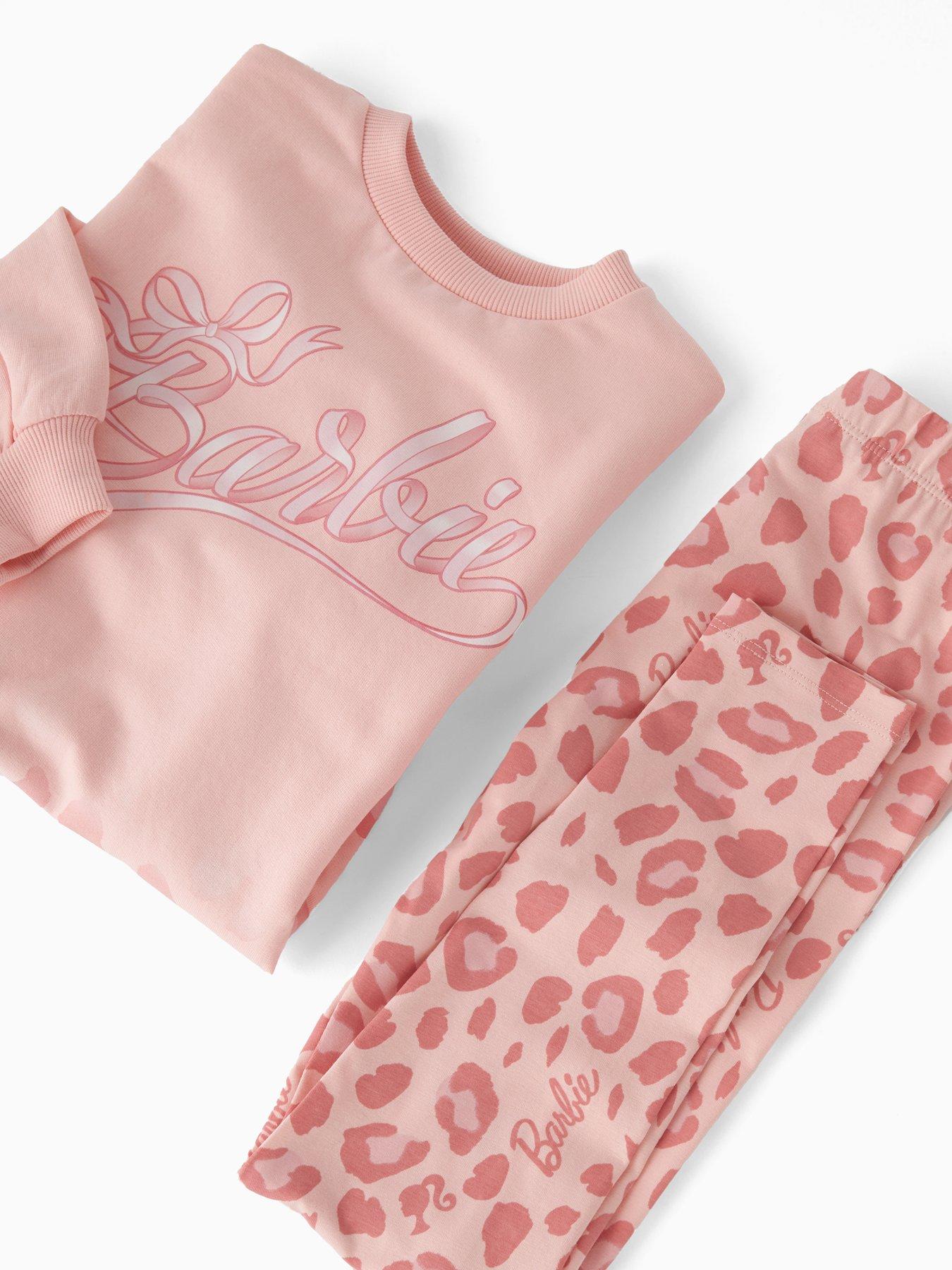 Image 4 of 4 of Barbie Sweatshirt And Leopard Legging Set - Pink