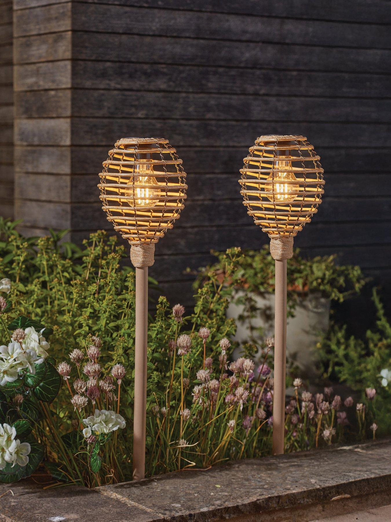  image of smart-solar-lumina-rattan-stake-light-pair