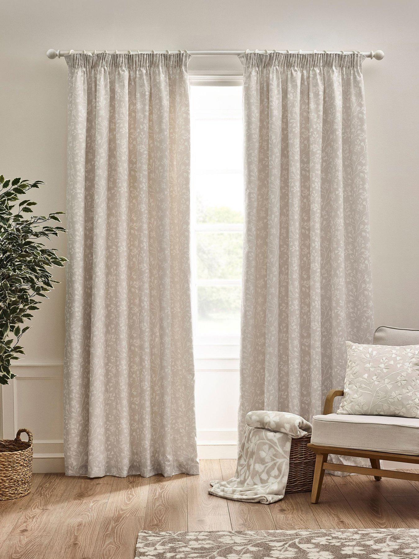 Image 1 of 4 of Catherine Lansfield Brooke Floral Pencil Pleat Curtains- 66x54"