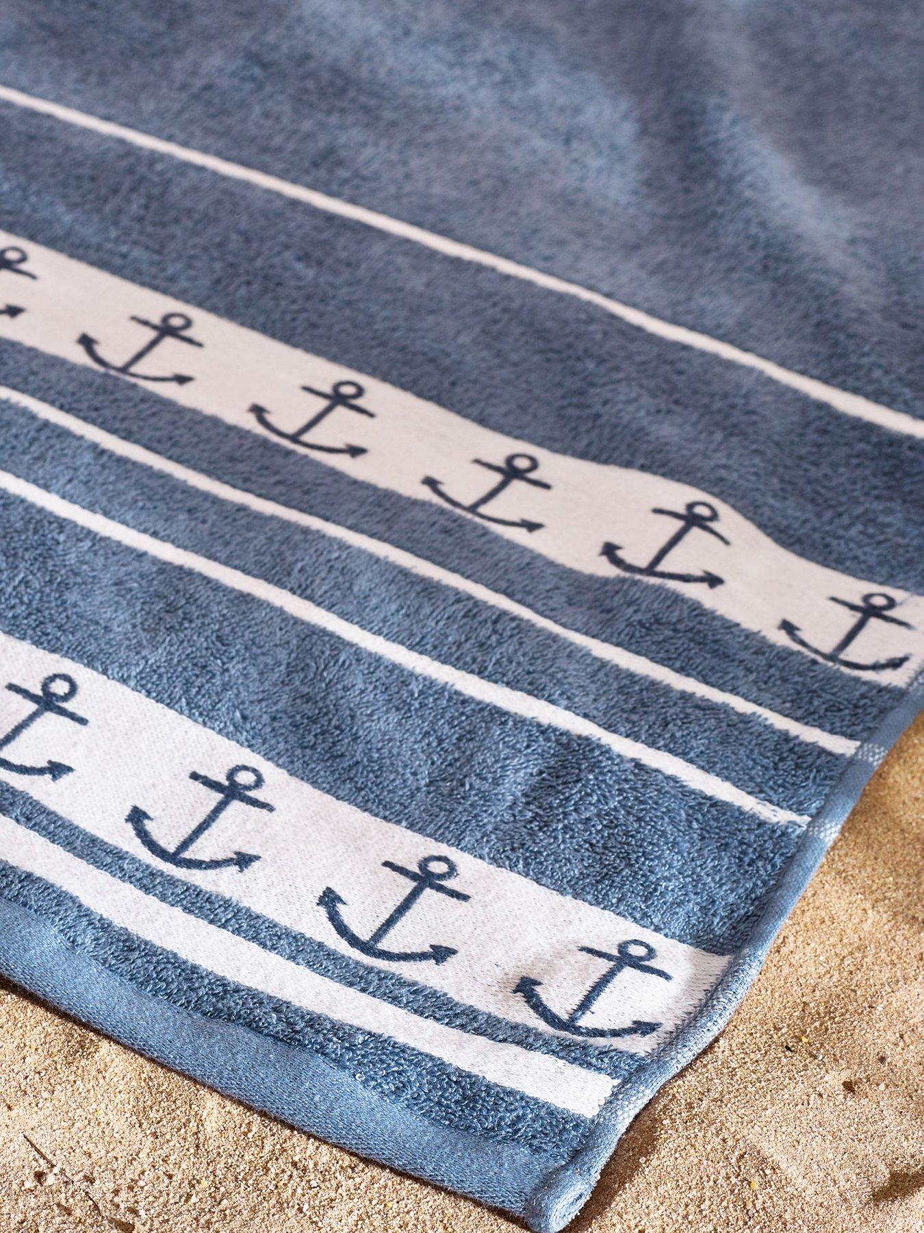  image of catherine-lansfield-anchors-100-cotton-beach-towel