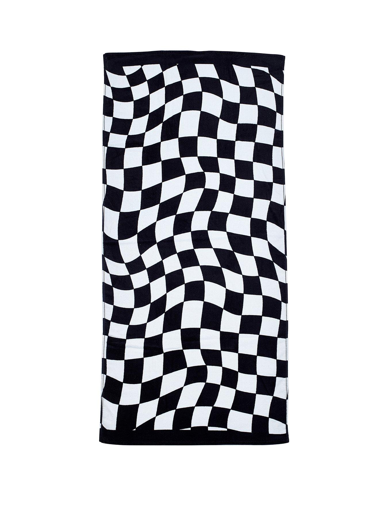  image of catherine-lansfield-checkerboard-100-cotton-beach-towel