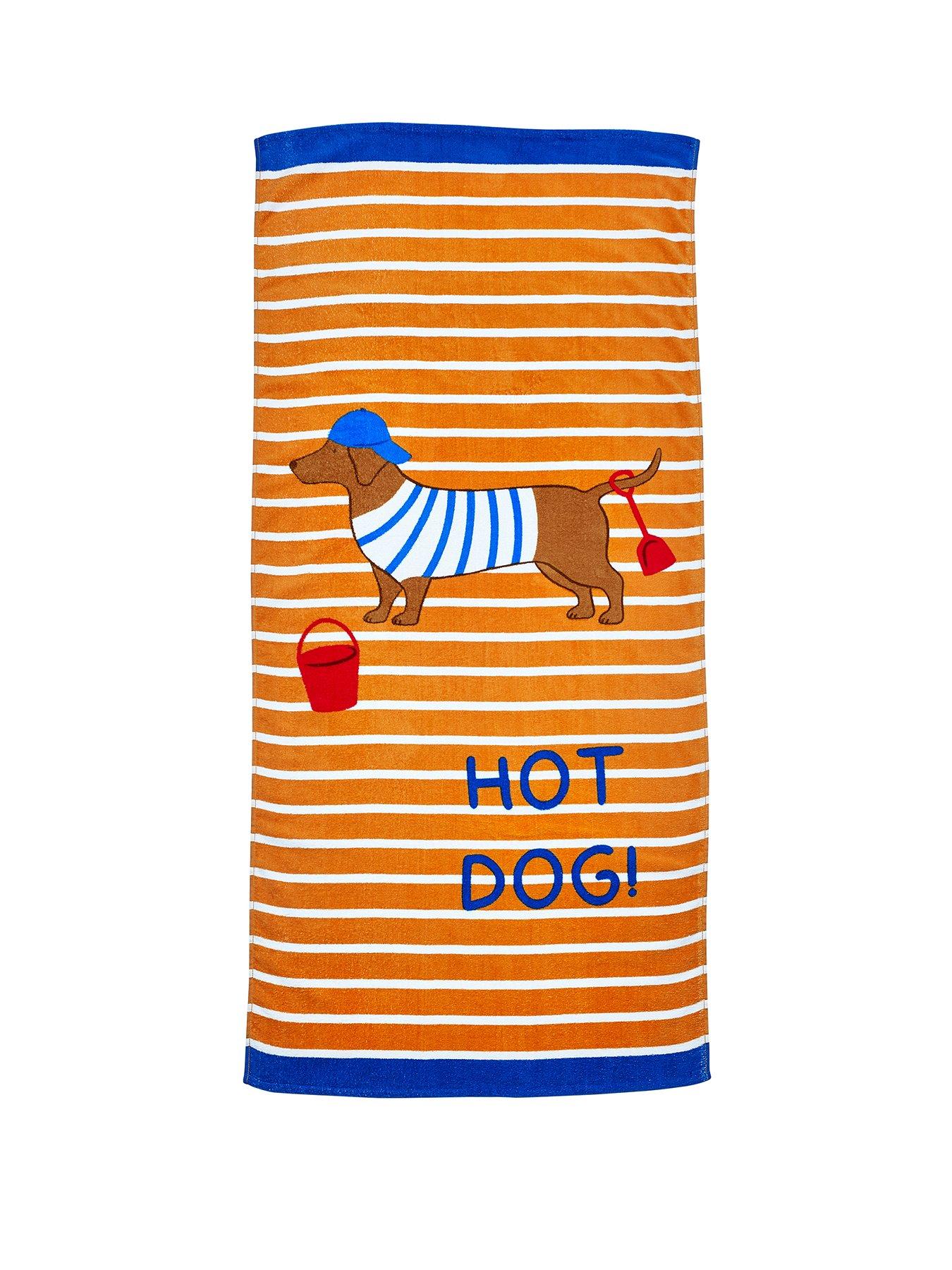  image of catherine-lansfield-hot-dog-100-cotton-beach-towel