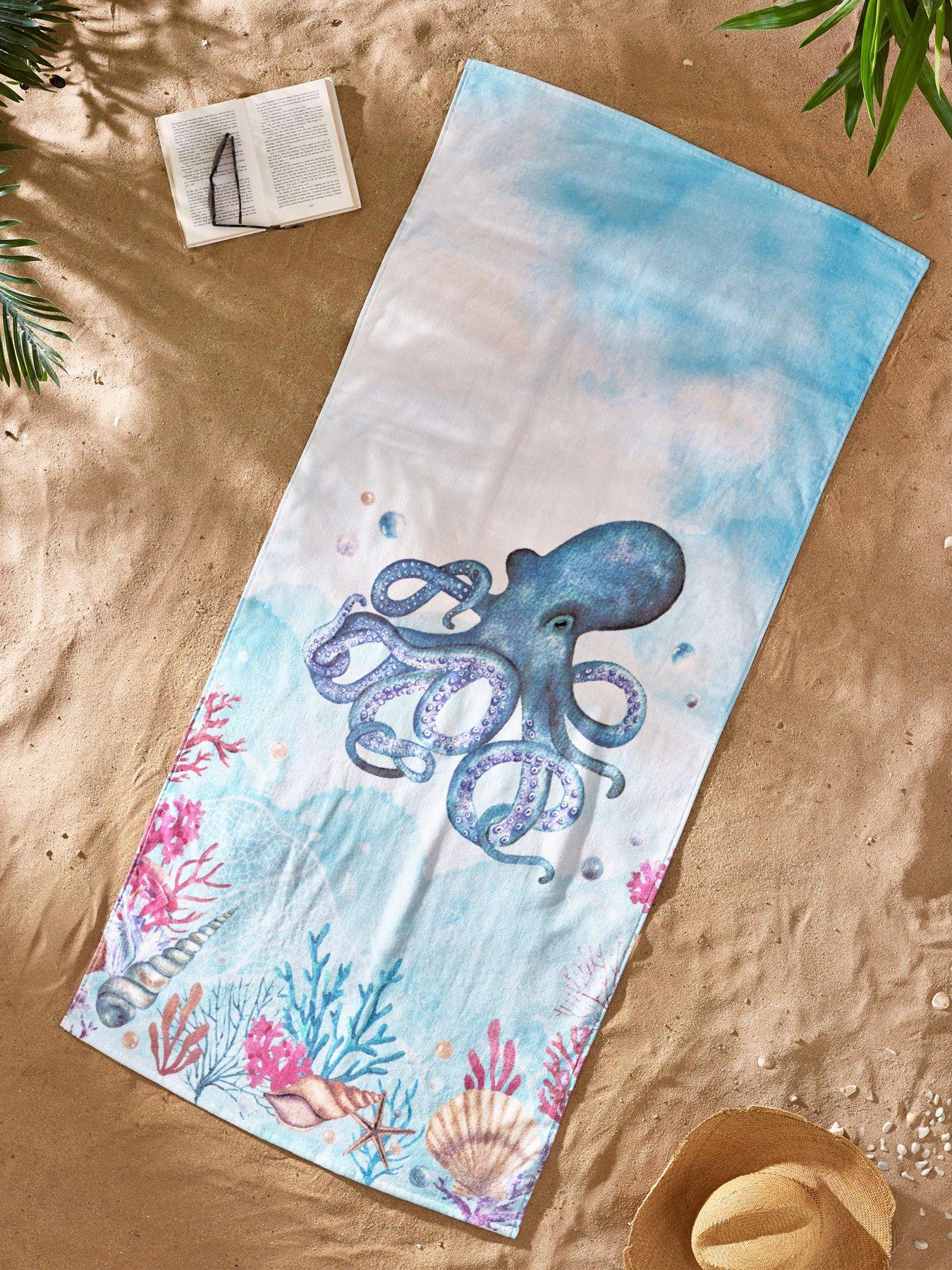 front image of catherine-lansfield-octopus-100-cotton-beach-towel