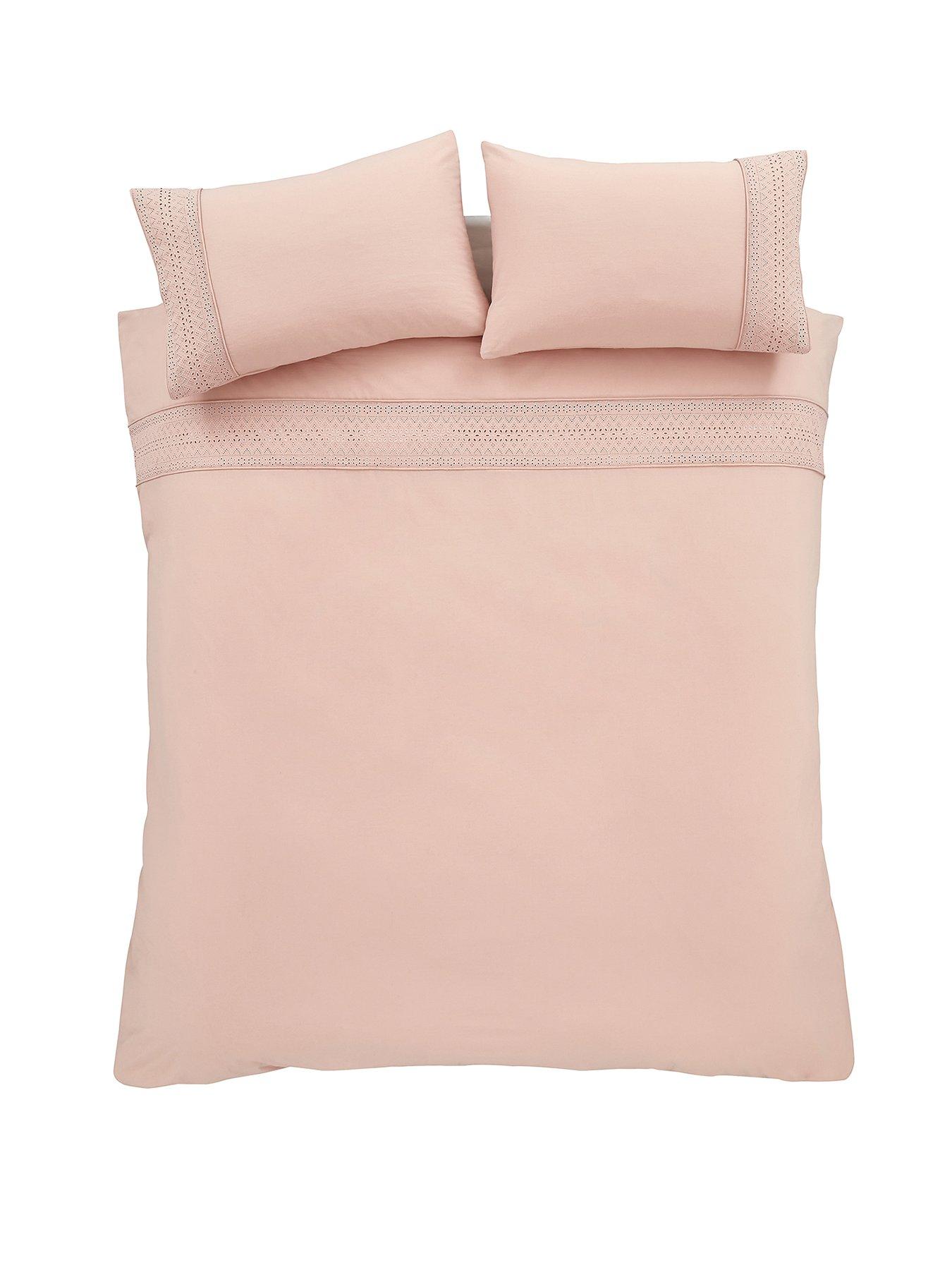  image of catherine-lansfield-broderie-anglaise-duvet-set-blush