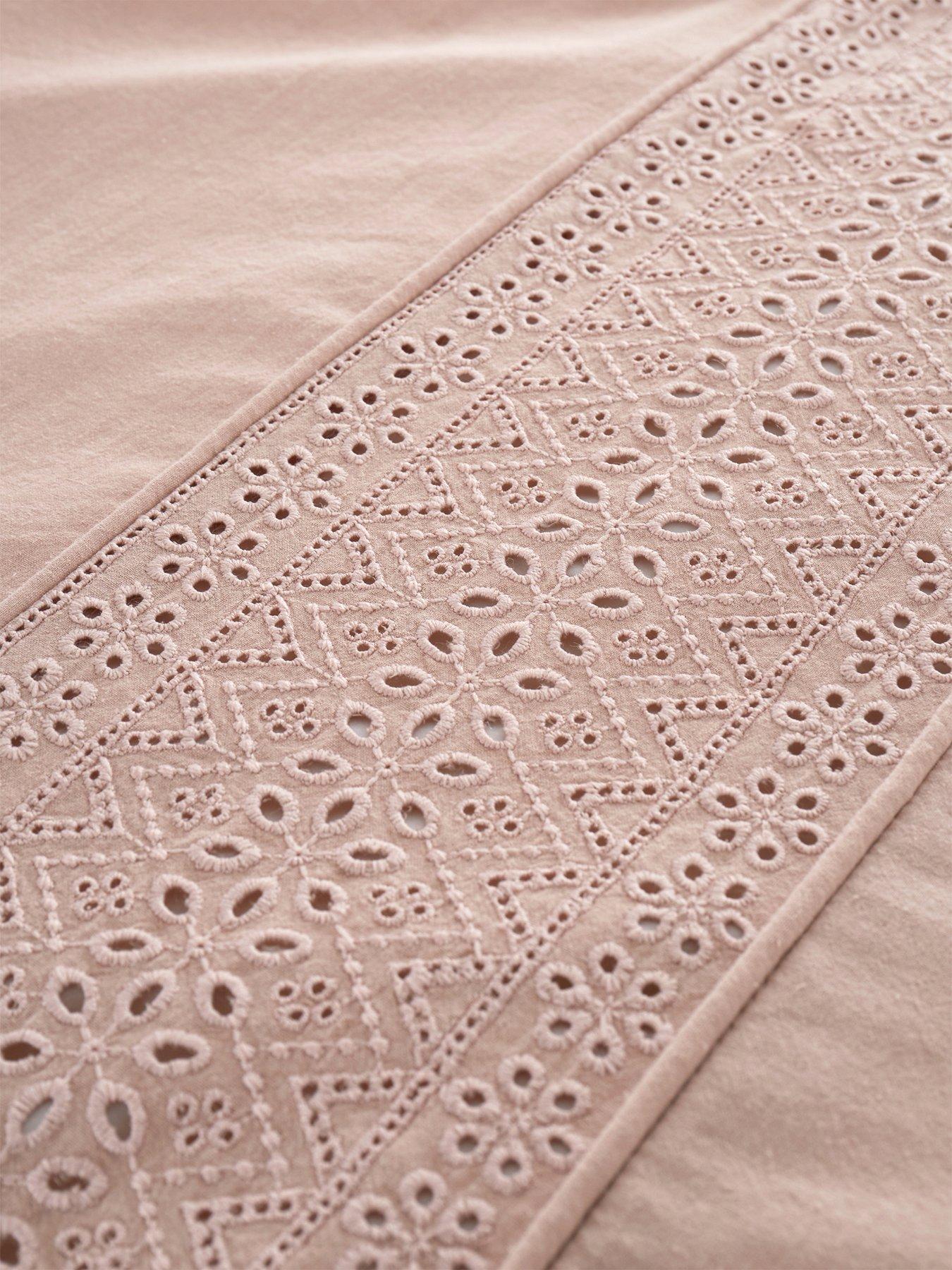  image of catherine-lansfield-broderie-anglaise-duvet-set-blush