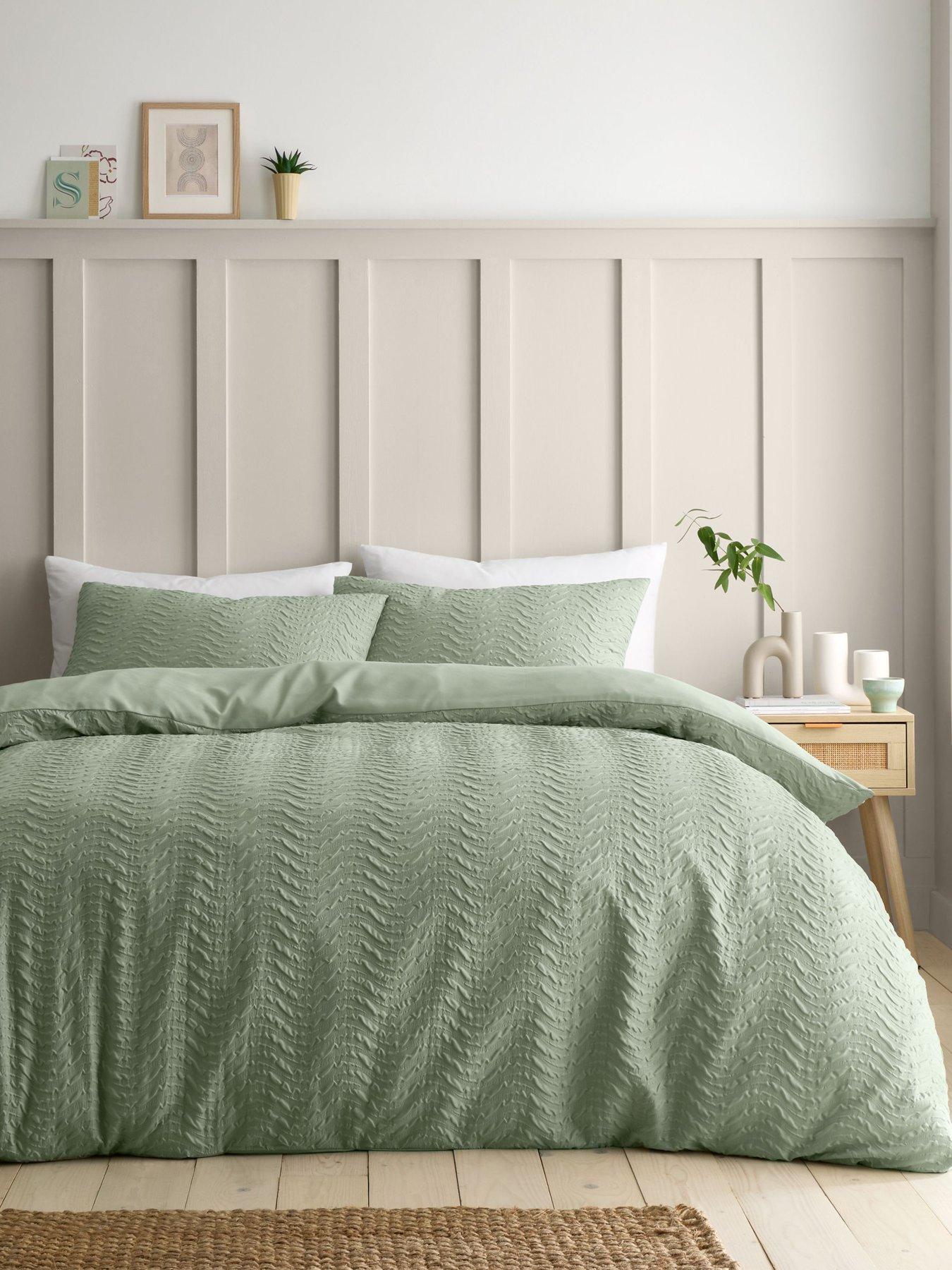 Catherine Lansfield Heatset Wave Duvet Set - Mint Green