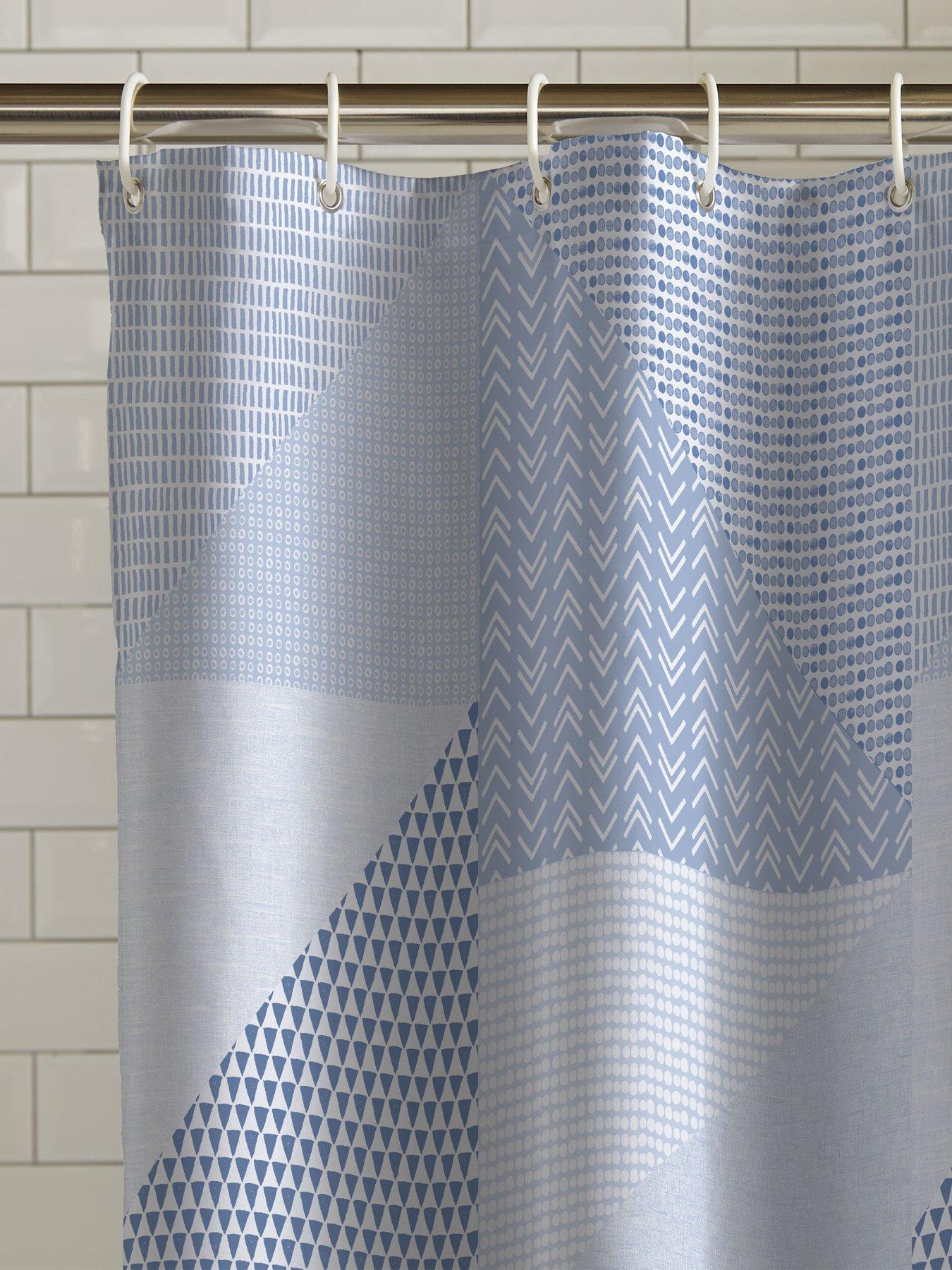 catherine-lansfield-larsson-geo-shower-curtain-blue