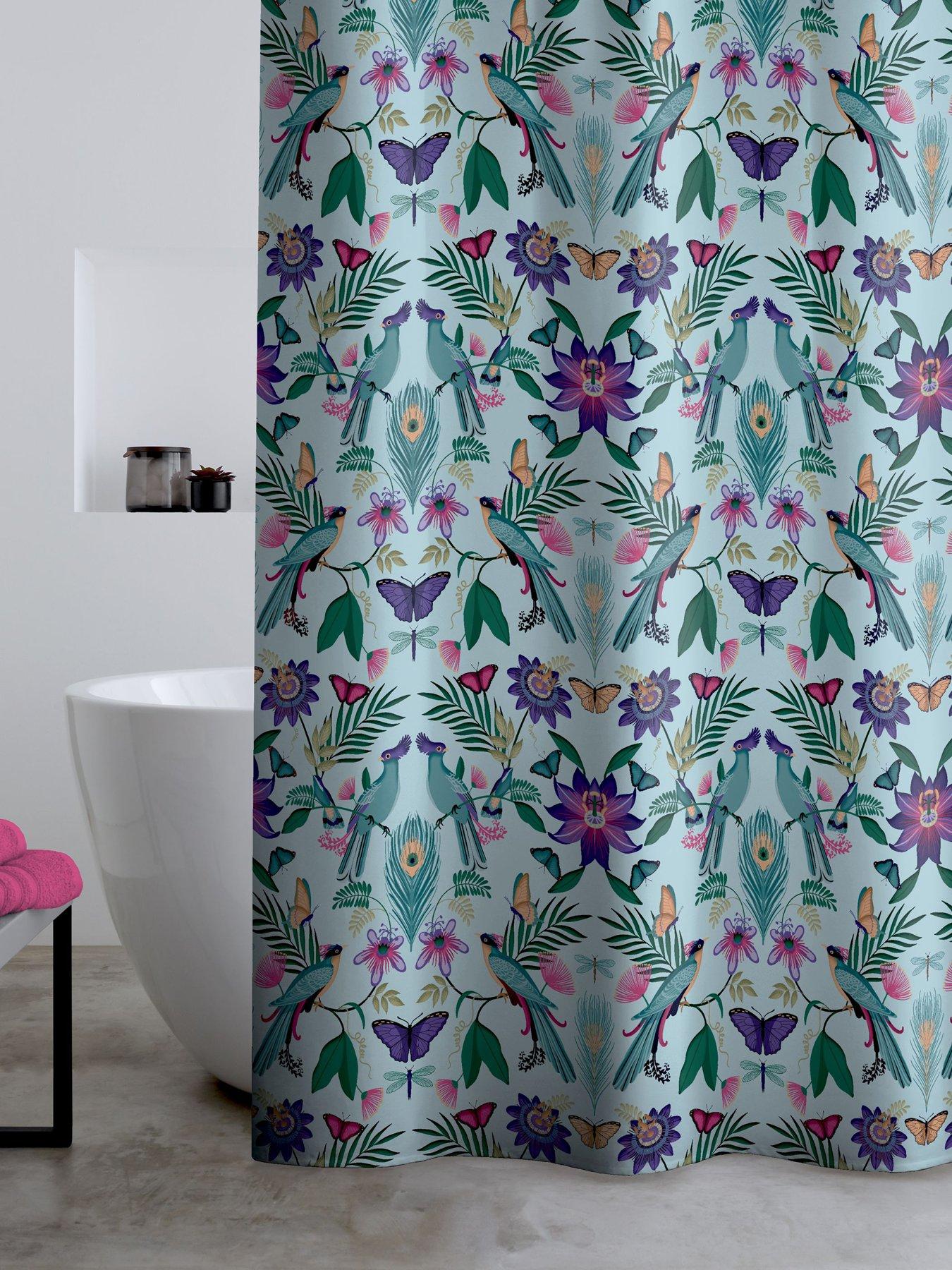  image of catherine-lansfield-mya-tropical-bird-shower-curtain