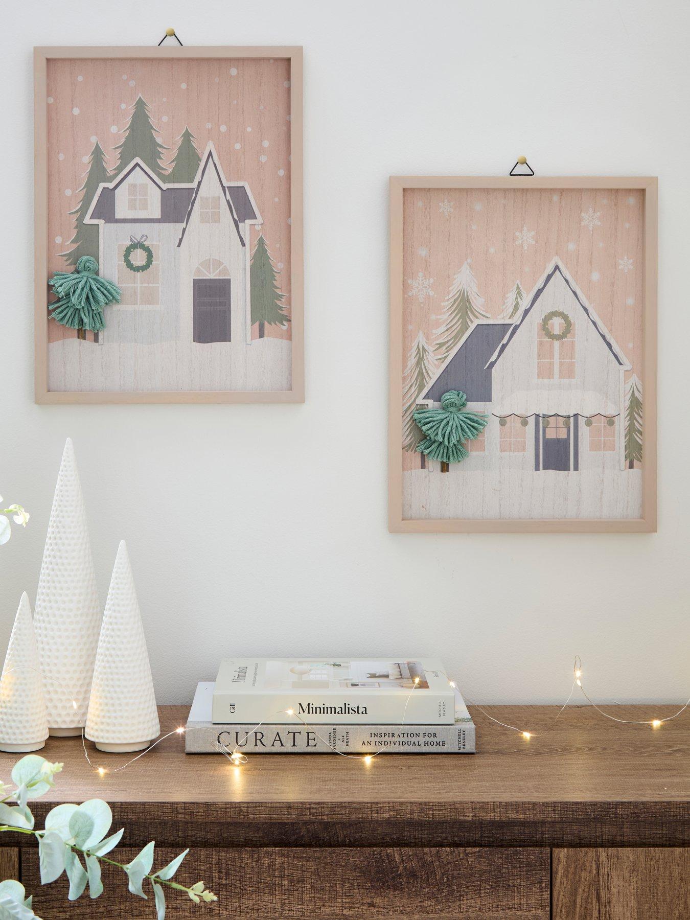 undefined Set Of 2 Christmas Houses Wooden Art - FSC® Certified