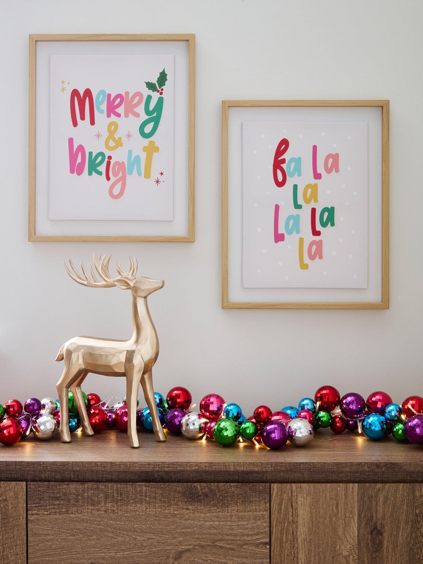 undefined Set Of 2 Merry And Bright Slogan Wall Art - FSC® Certified