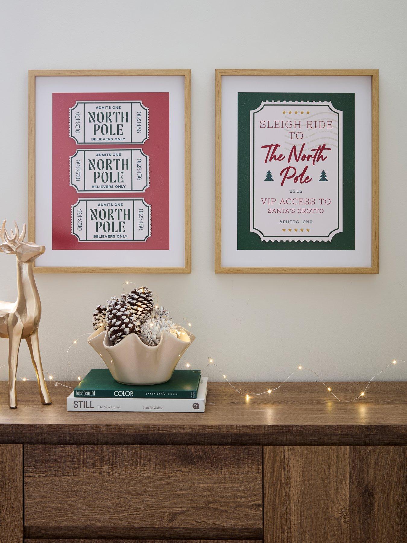 Image 1 of 6 of Very Home Set Of 2 North Pole Ticket Wall Art - FSC&reg; Certified