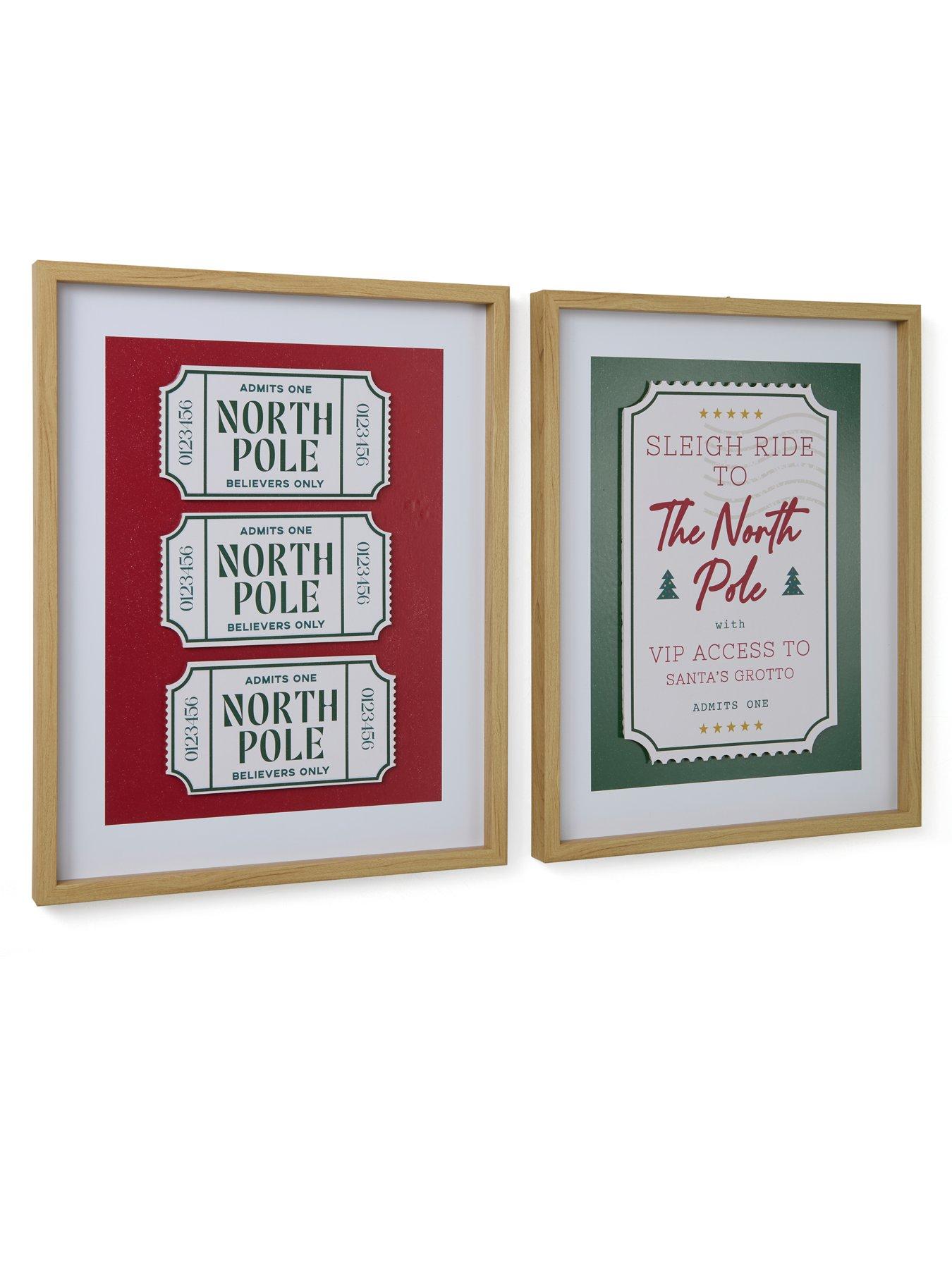 Image 3 of 6 of Very Home Set Of 2 North Pole Ticket Wall Art - FSC&reg; Certified