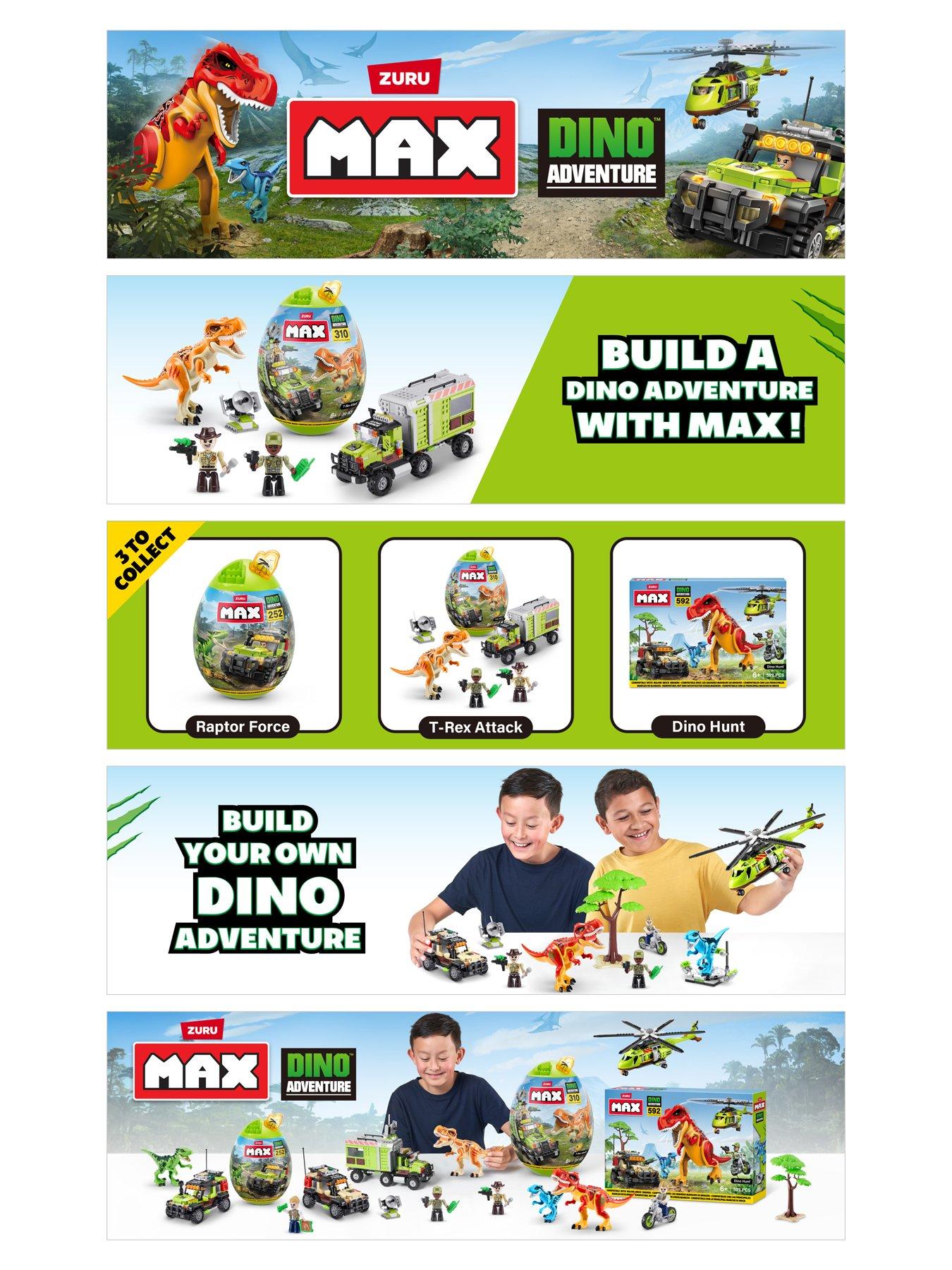  image of zuru-max-dino-adventure-egg-capsulenbspbricknbspbuildnbspplayset-withnbsp310-pieces