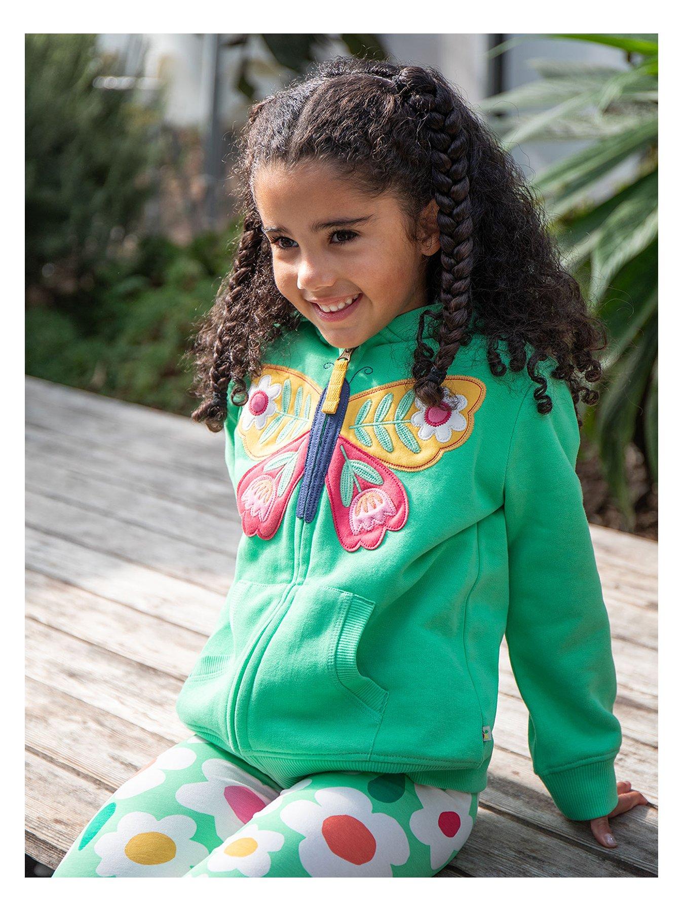 image of frugi-girls-carbis-hoodie-green