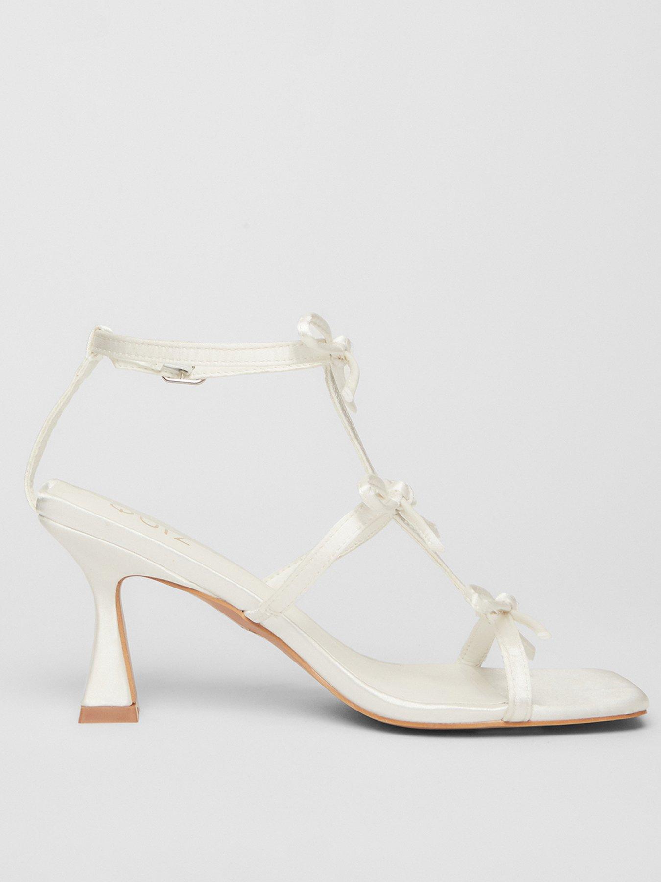 undefined Bridal White Satin Bow Heels
