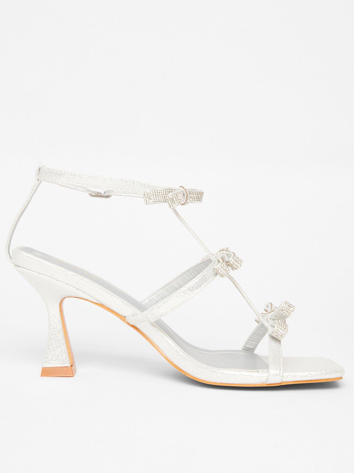 undefined Silver Diamante Multi Bow Heeled Sandal
