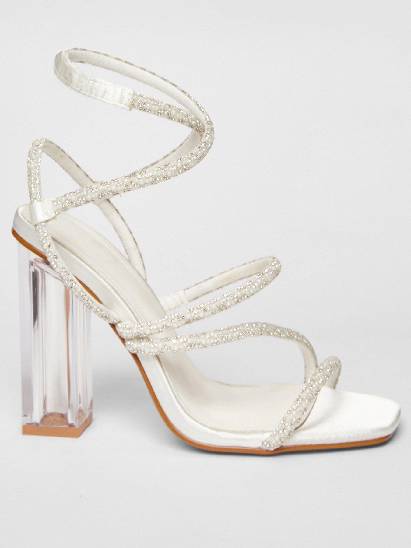 undefined White Bridal Clear Heel Sandal
