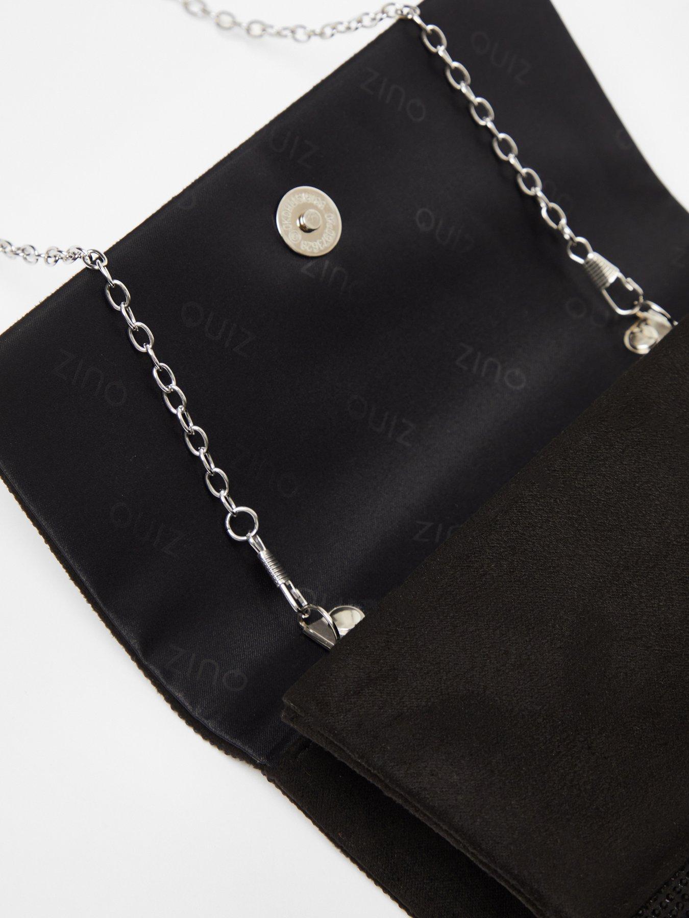  image of quiz-black-diamante-embellished-clutch-bag