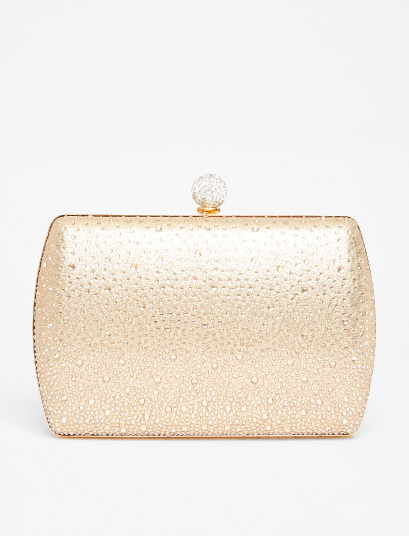 quiz-gold-diamante-twist-handle-bag