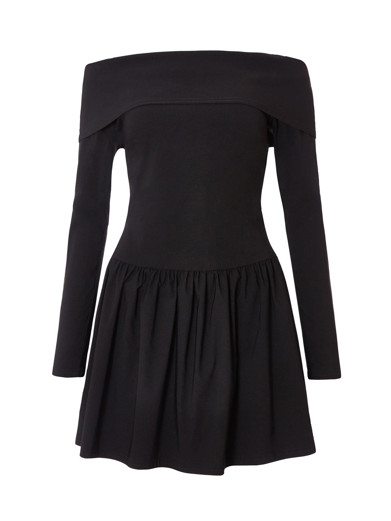  image of quiz-black-bardot-skater-dress