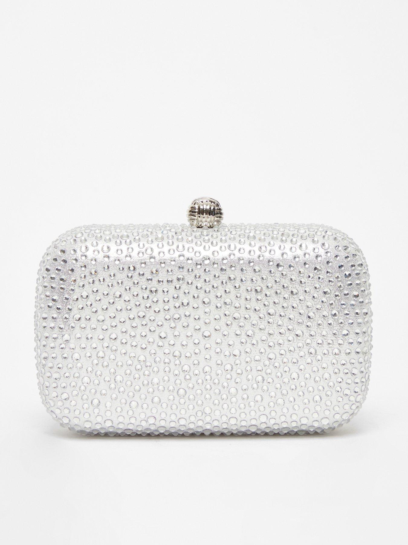  image of quiz-silver-embellished-box-bag