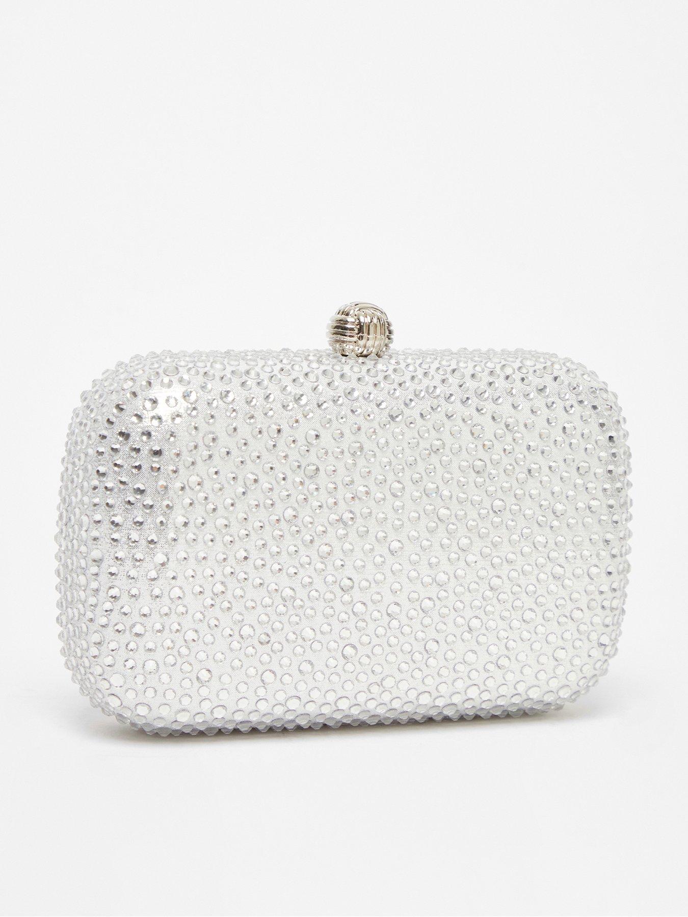  image of quiz-silver-embellished-box-bag