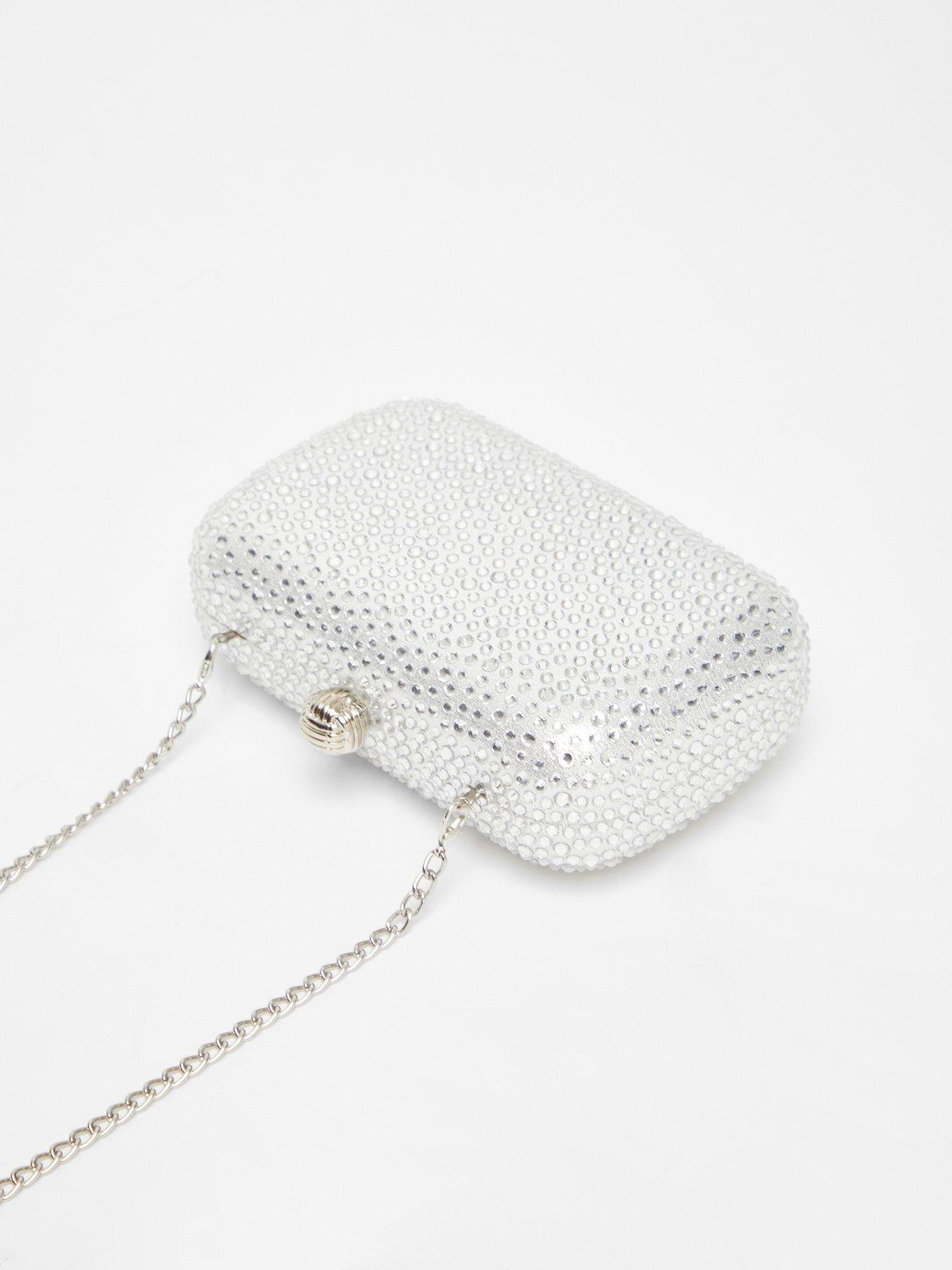  image of quiz-silver-embellished-box-bag