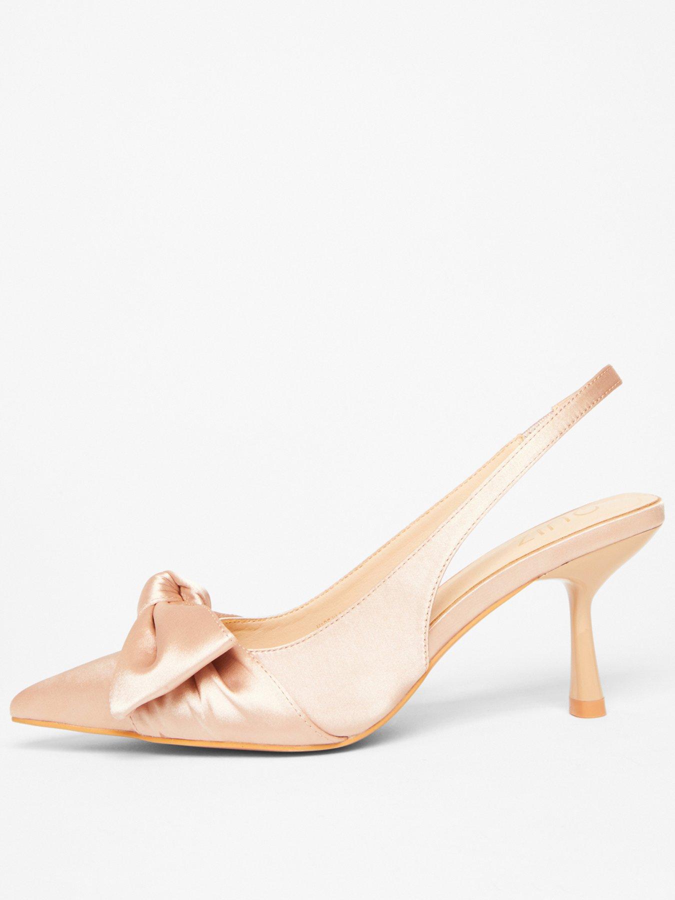  image of quiz-champagne-sling-back-bow-court-heel