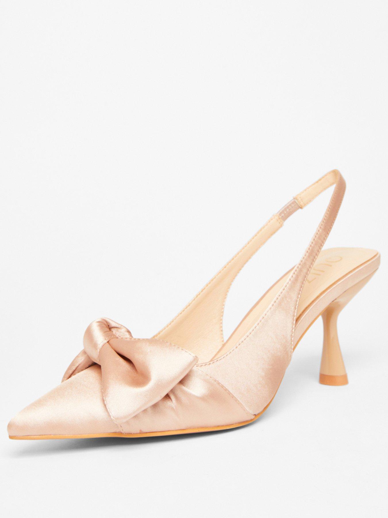  image of quiz-champagne-sling-back-bow-court-heel