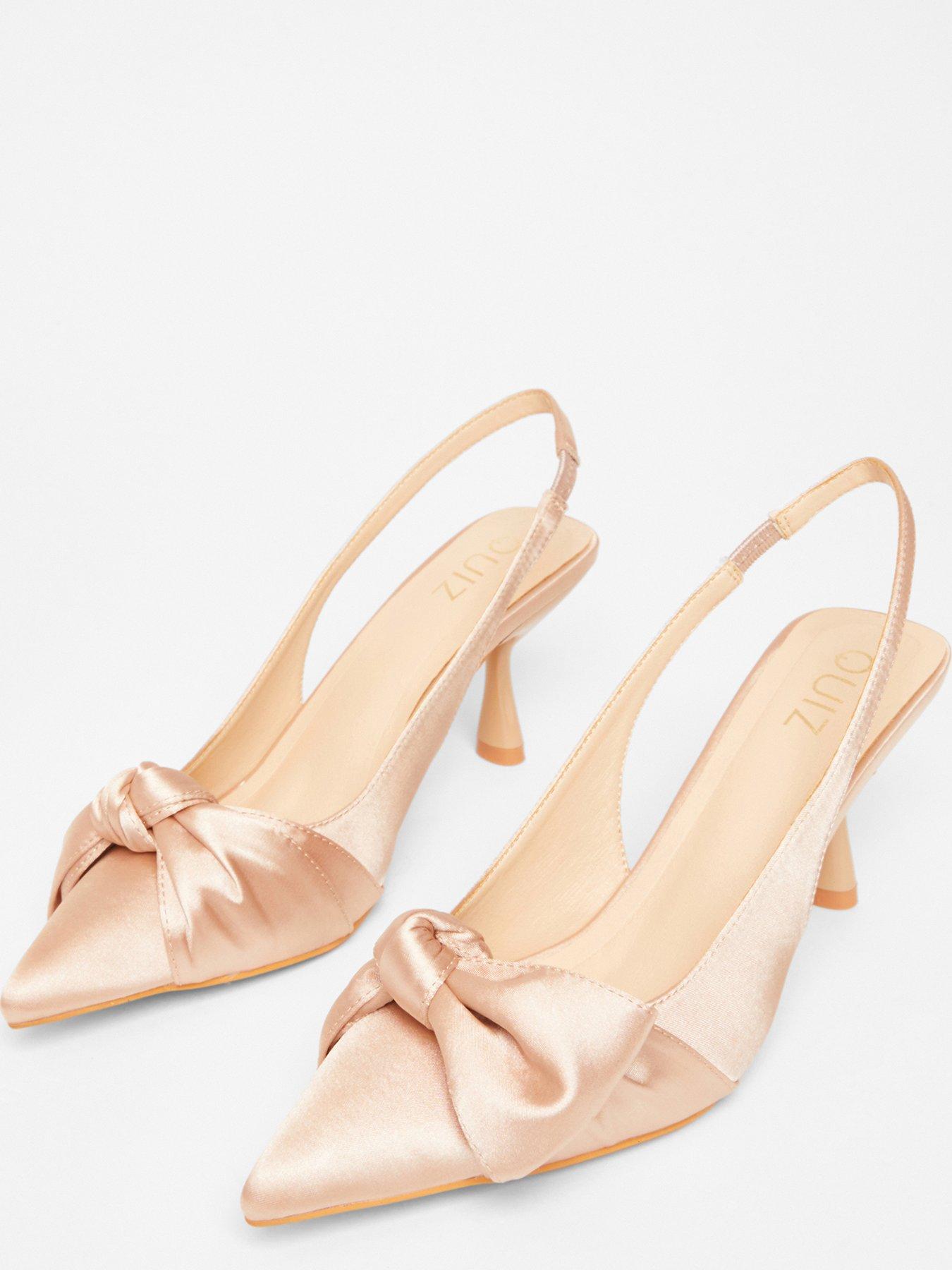  image of quiz-champagne-sling-back-bow-court-heel