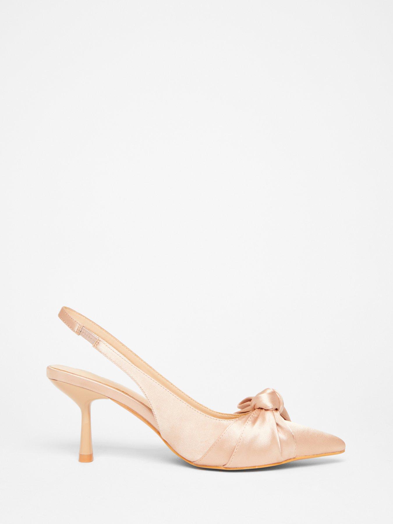  image of quiz-champagne-sling-back-bow-court-heel