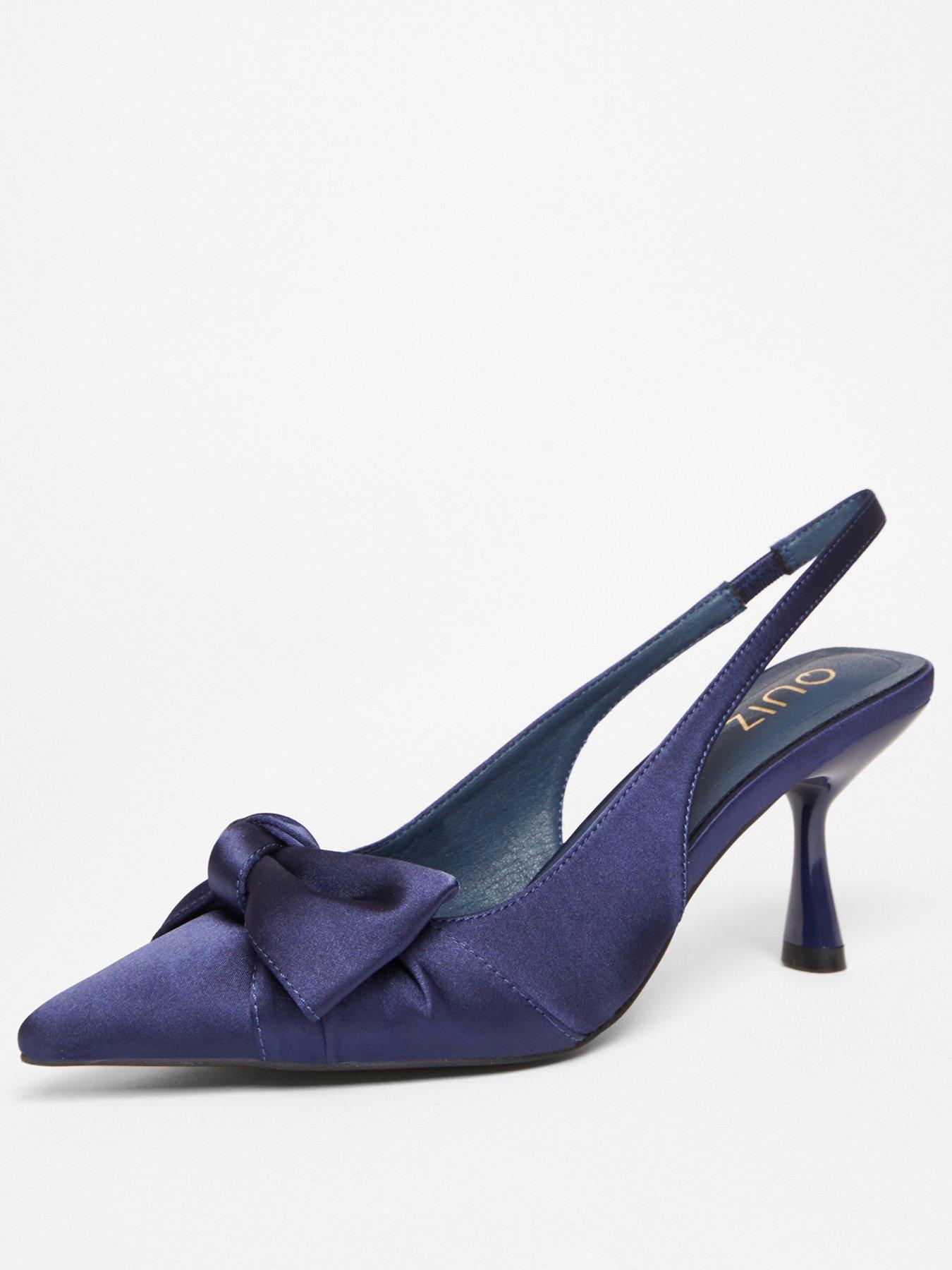  image of quiz-navy-sling-back-bow-court-heel