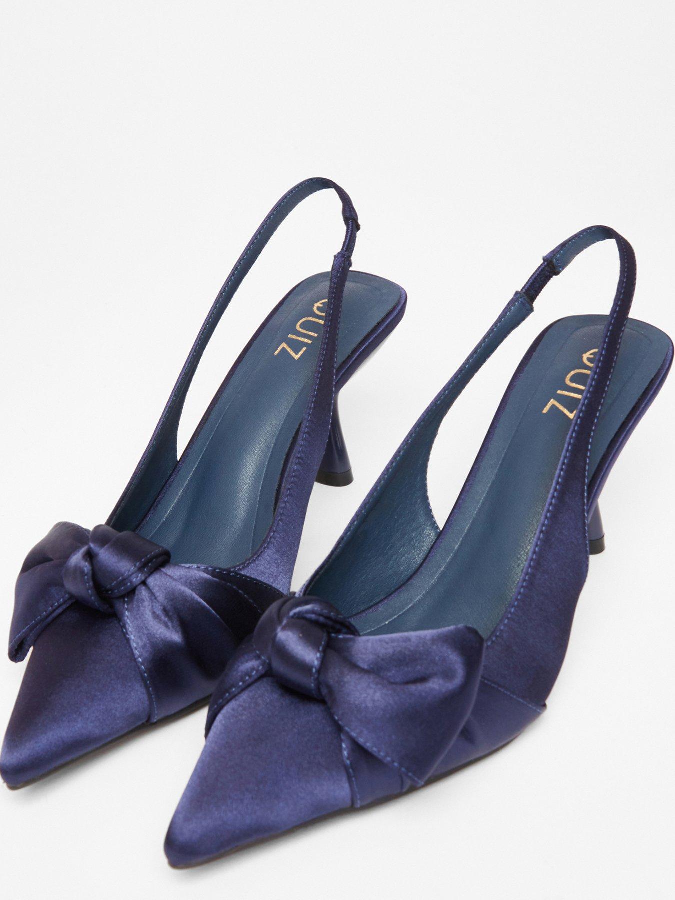  image of quiz-navy-sling-back-bow-court-heel