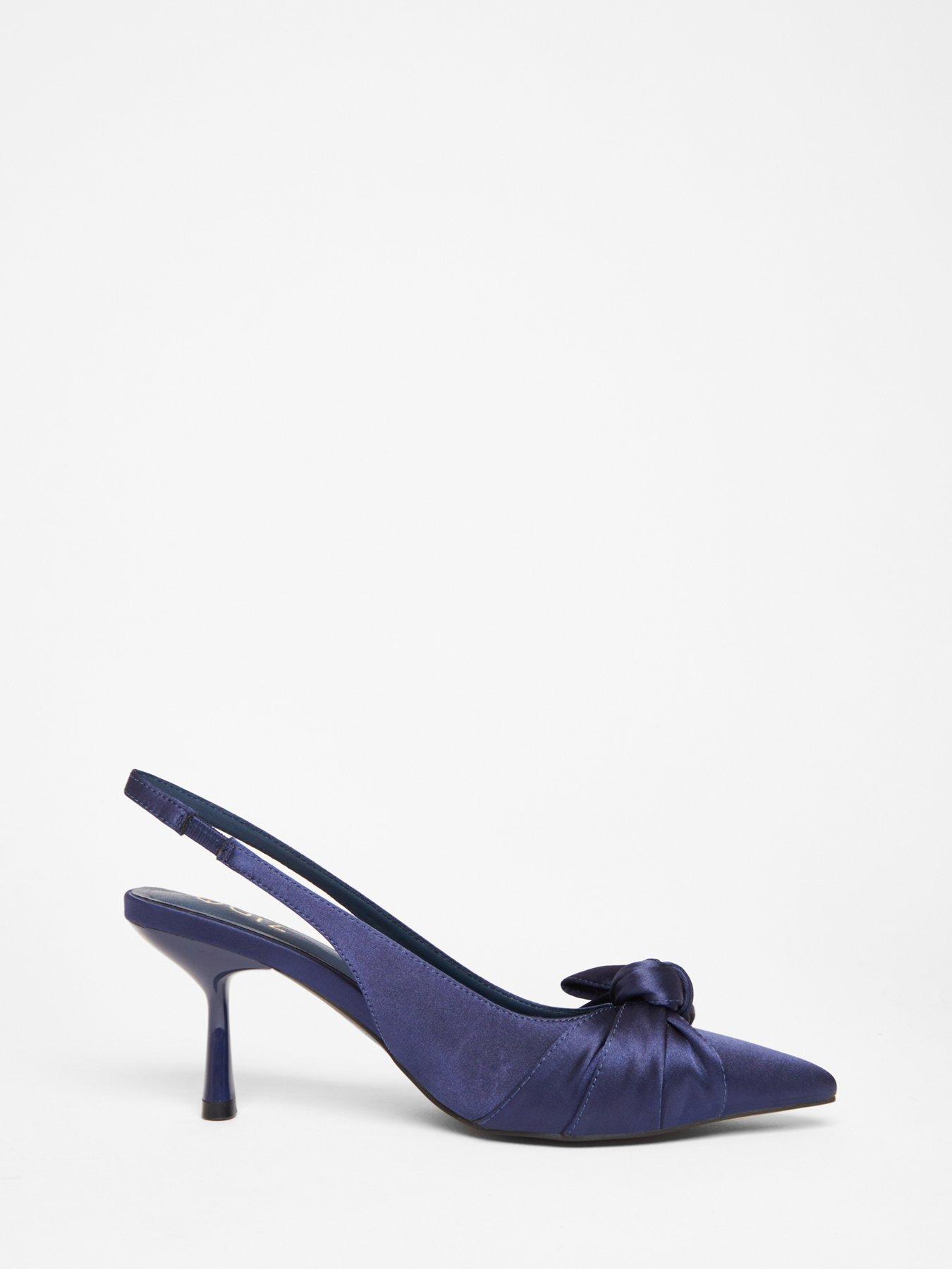  image of quiz-navy-sling-back-bow-court-heel