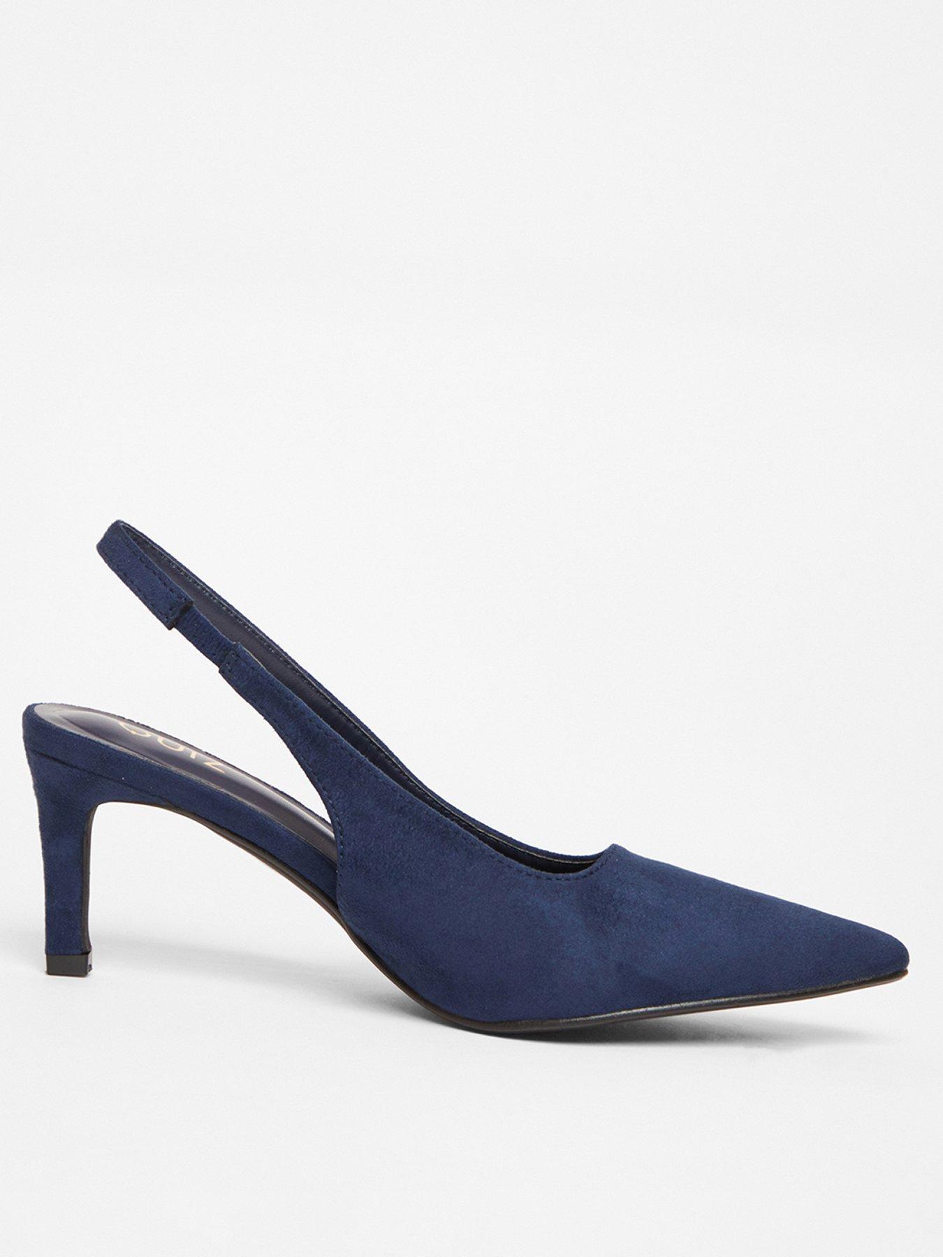 undefined Navy Slingback Low Court Heels