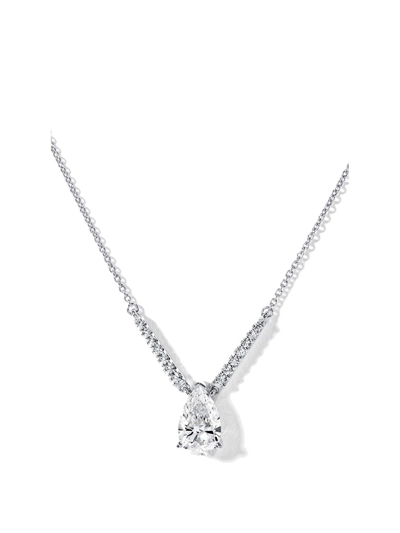 Created Brilliance Cali 9ct  White Gold 1.10ct tw Pear Lab Grown Diamond Necklace 18 Inches