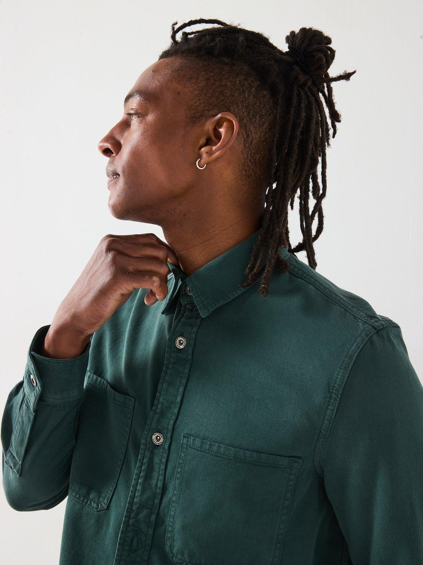  image of mango-jay-twill-casual-overshirt-dark-green