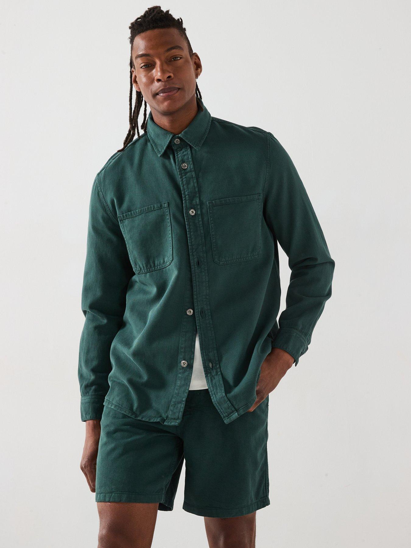 image of mango-jay-twill-casual-overshirt-dark-green