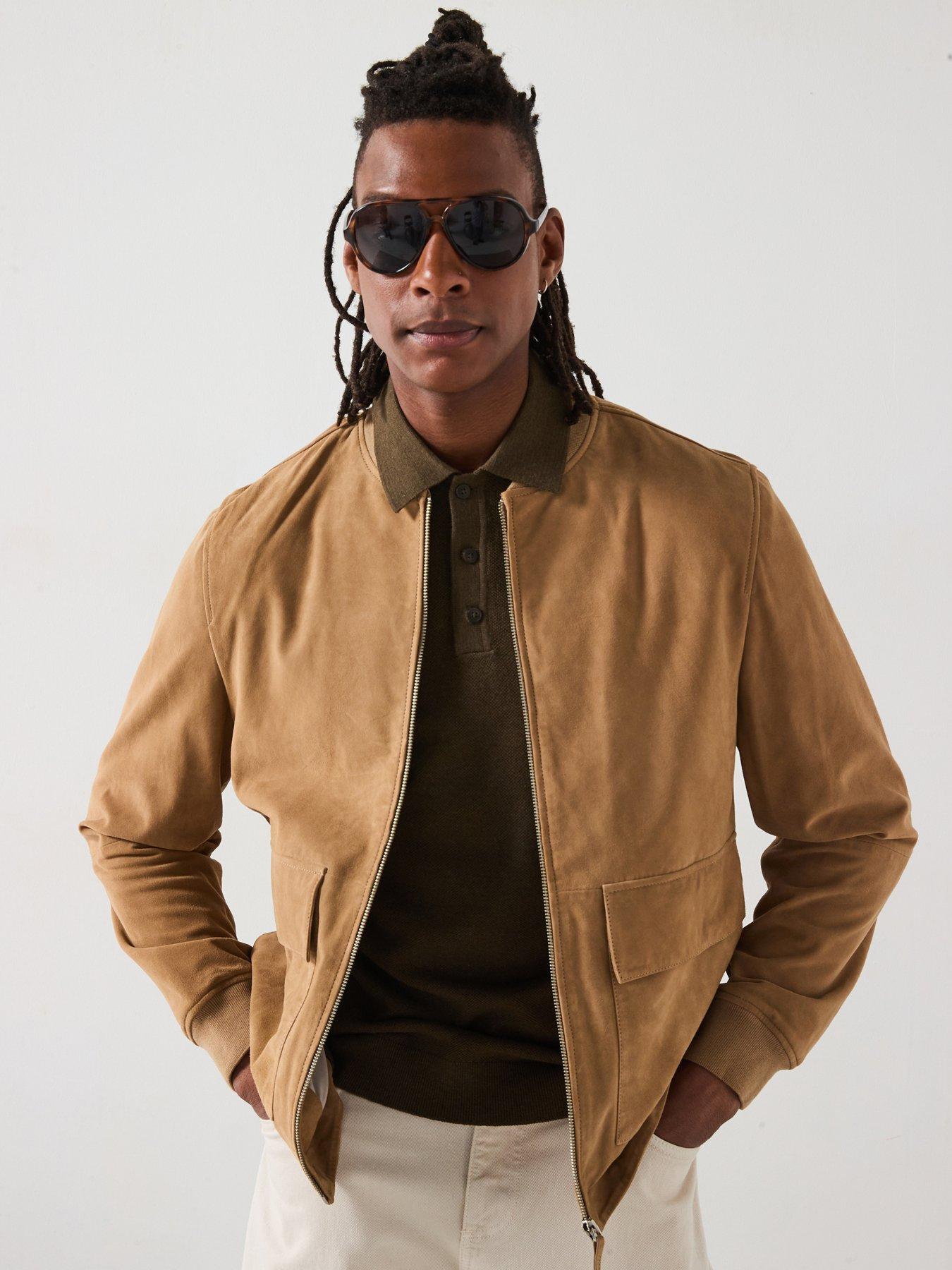 Mango Andrea Smart Suede Leather Jacket - Beige