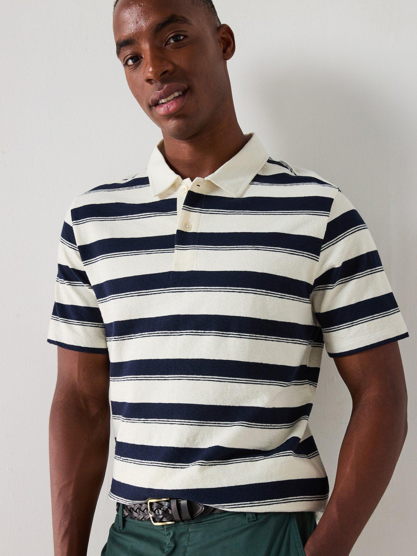 Mango Eliot Casual Striped Polo Shirt - Navy