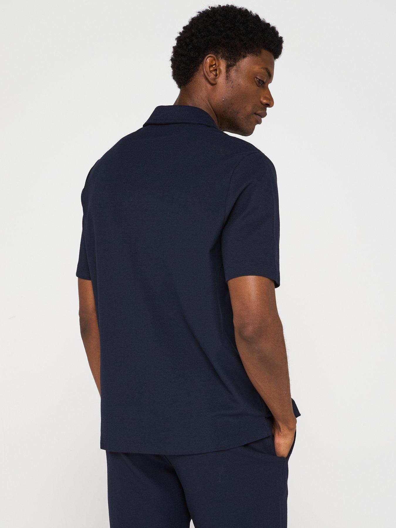 stillFront image of mango-perec-casual-textured-button-through-jersey-shirt-navy