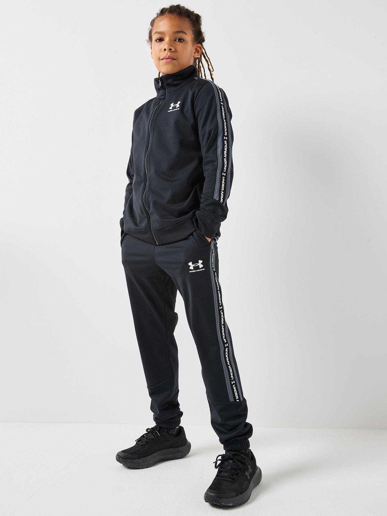 Image 1 of 6 of UNDER ARMOUR Junior Boys Icon Knit Tracksuit Set - Black/Castlerock /White