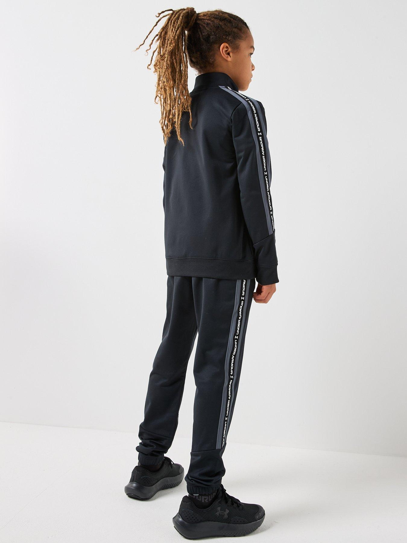 Image 2 of 6 of UNDER ARMOUR Junior Boys Icon Knit Tracksuit Set - Black/Castlerock /White