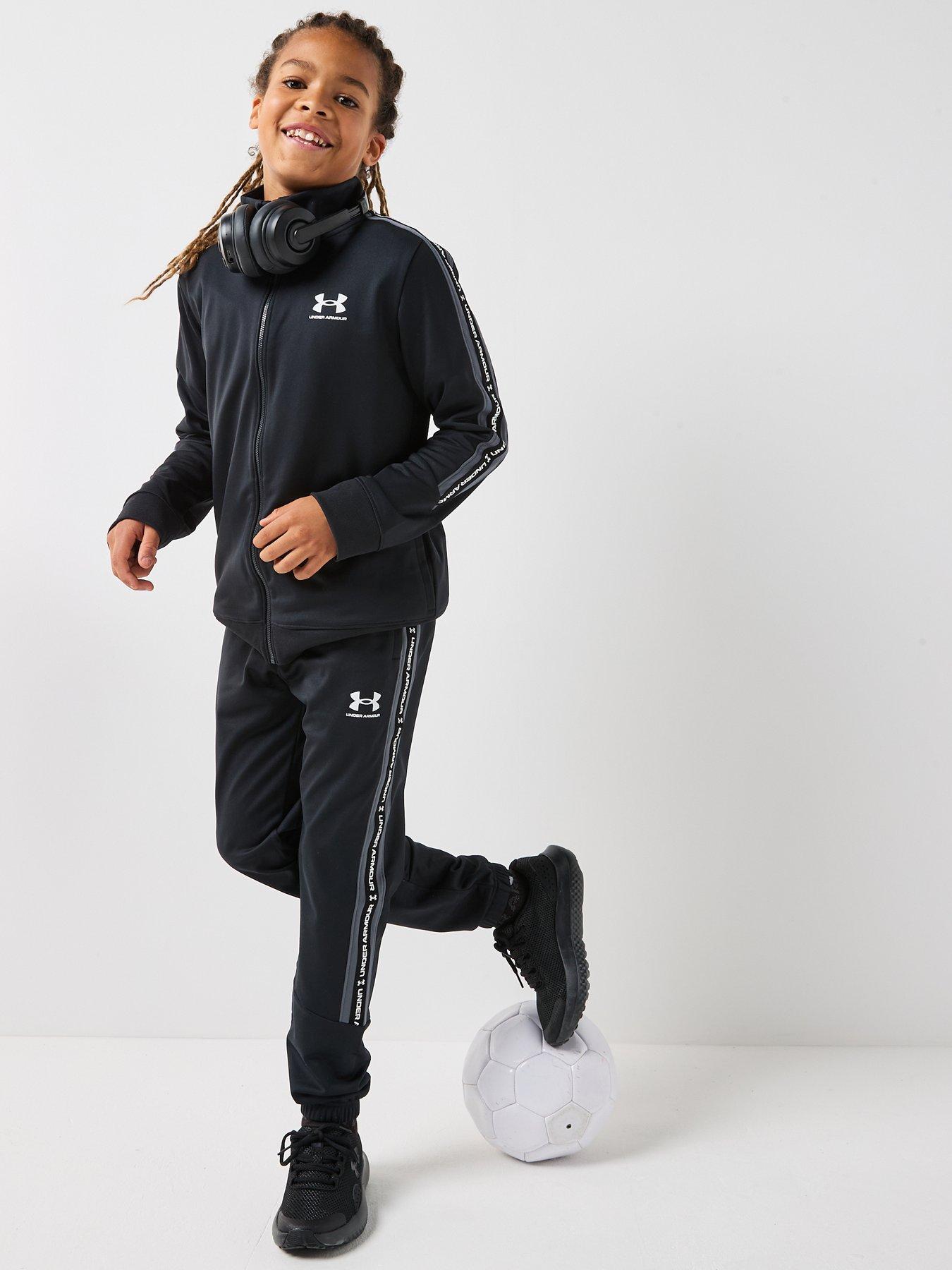 Image 3 of 6 of UNDER ARMOUR Junior Boys Icon Knit Tracksuit Set - Black/Castlerock /White