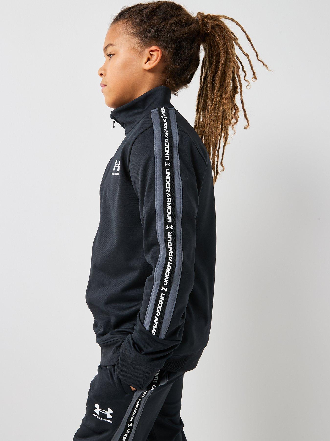 Image 4 of 6 of UNDER ARMOUR Junior Boys Icon Knit Tracksuit Set - Black/Castlerock /White